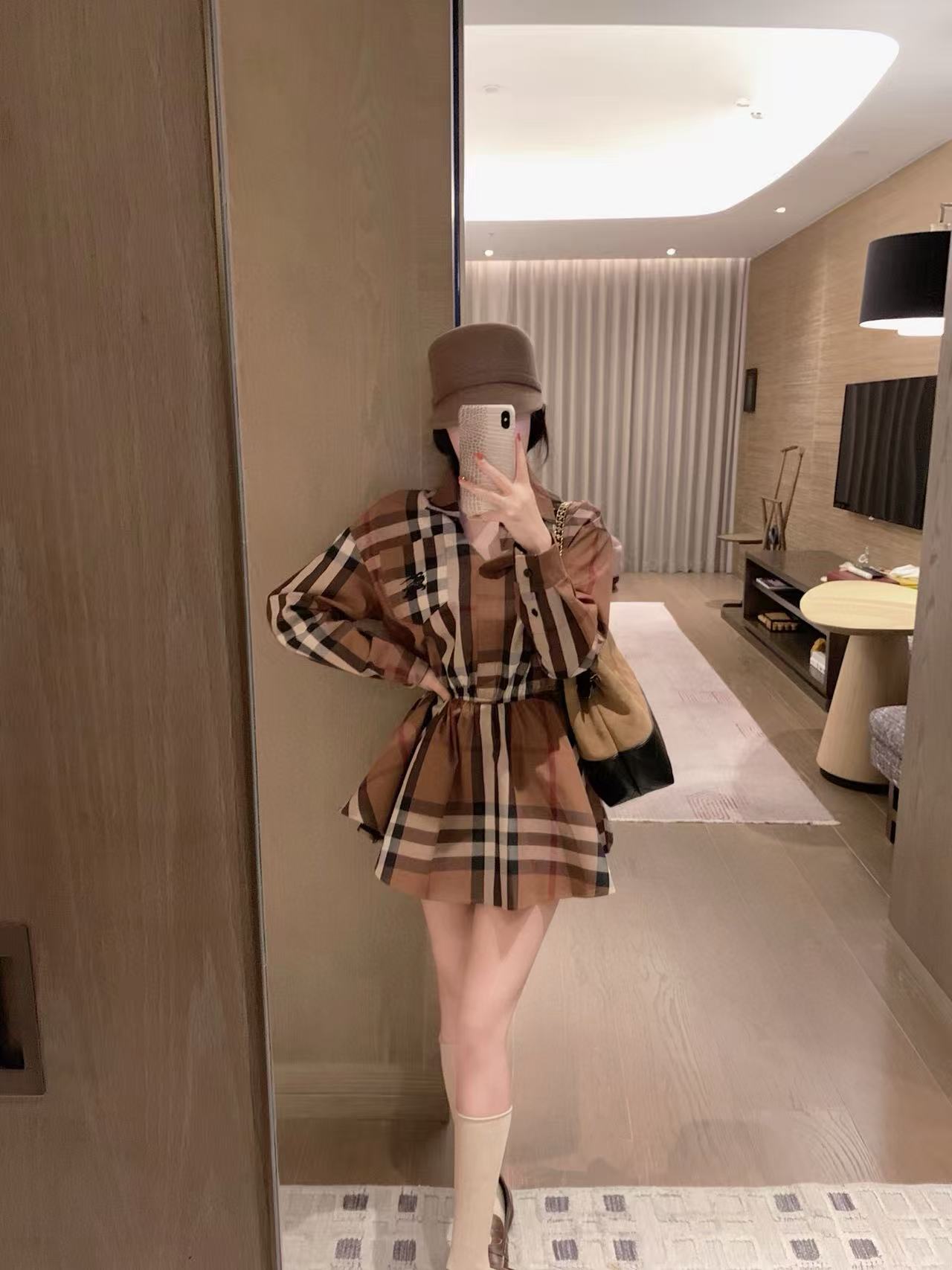 BUR8ERRY 刺繍チェックシャツドレス【50％割引+送料無料】