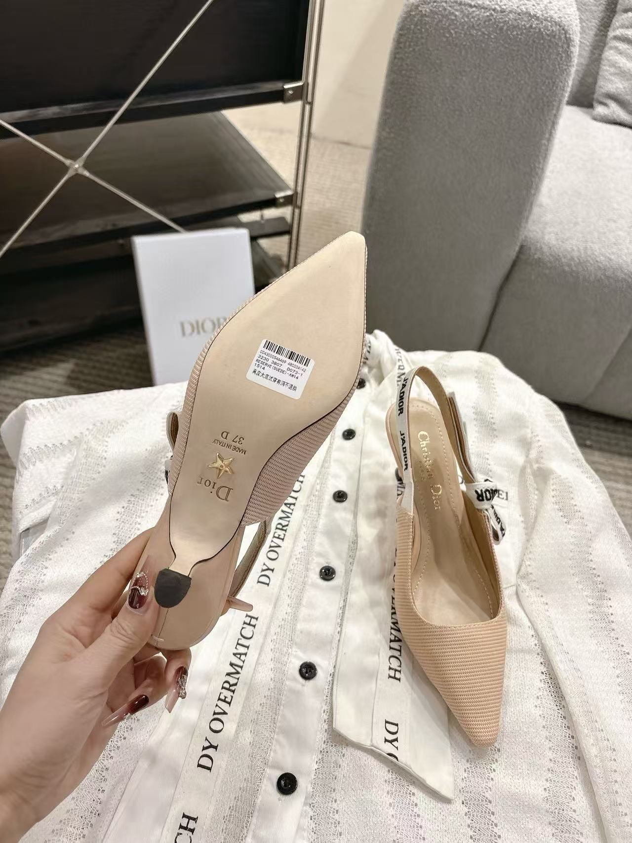 DI0Rの高品質ポインテッドトゥウェビングローヒールシューズ【50％割引+送料無料】