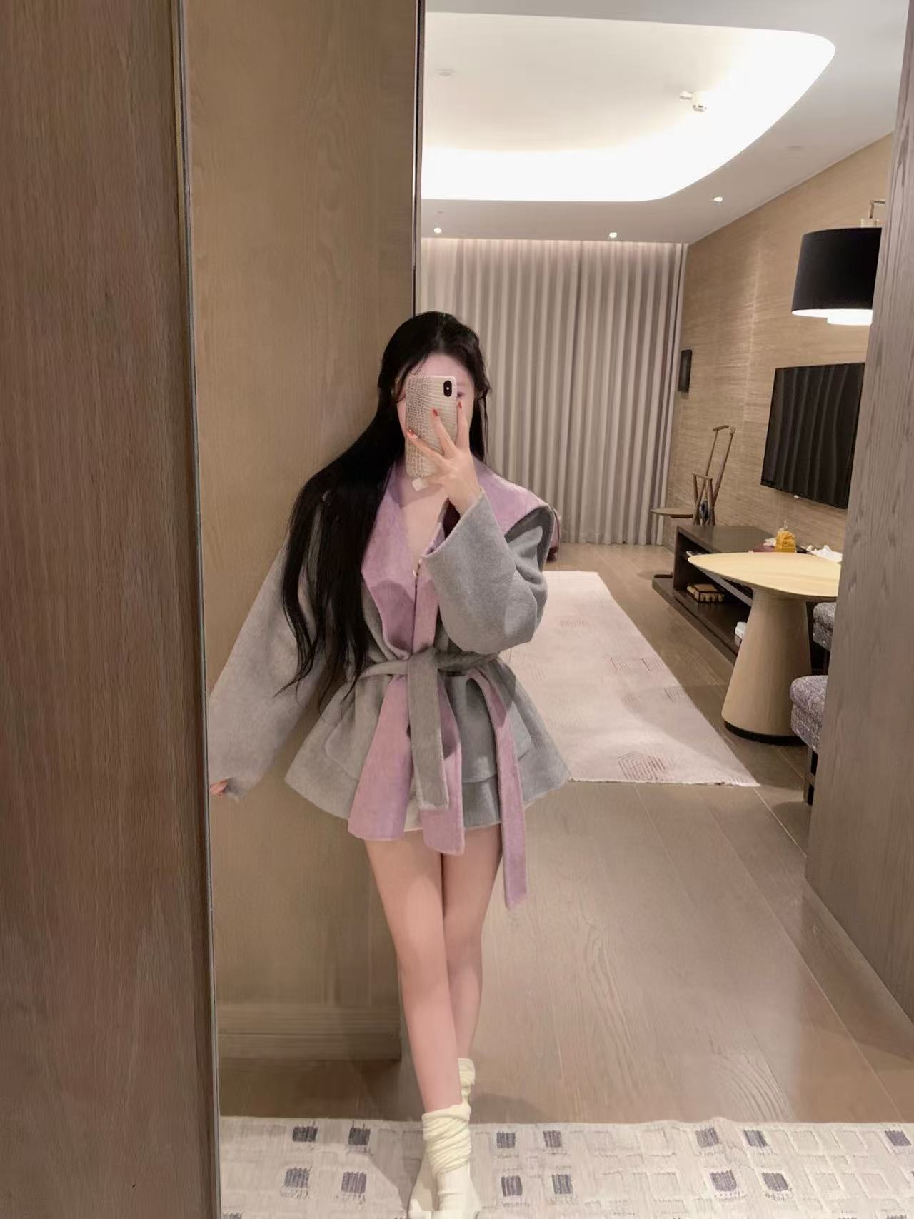 CHANE1 ブローチ付きカシミアコート【50％割引+送料無料】