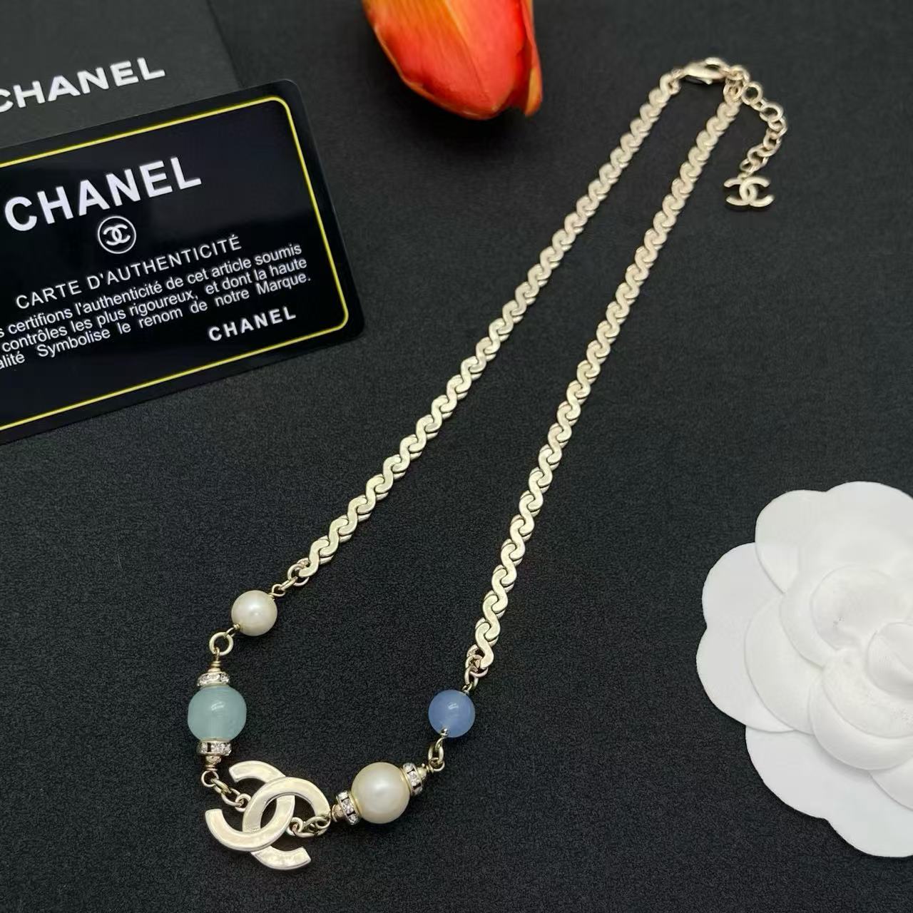 CHANE1 ダブルCビーズネックレス【50％割引+送料無料】