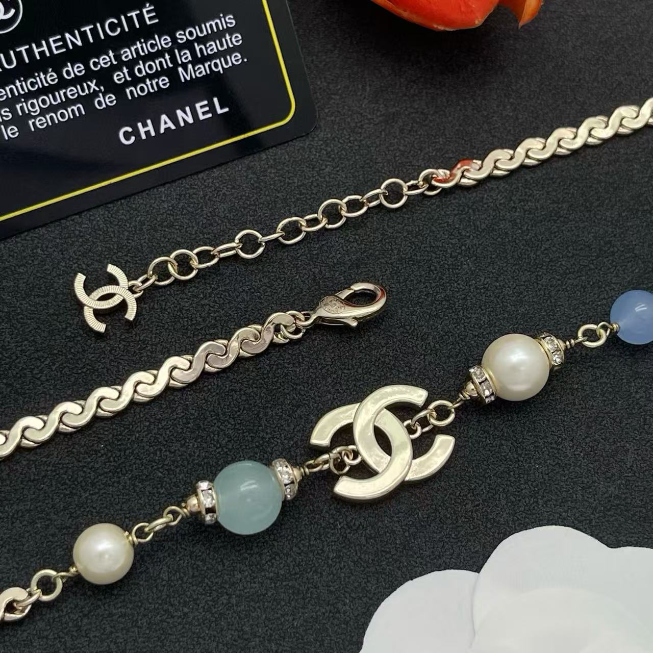 CHANE1 ダブルCビーズネックレス【50％割引+送料無料】