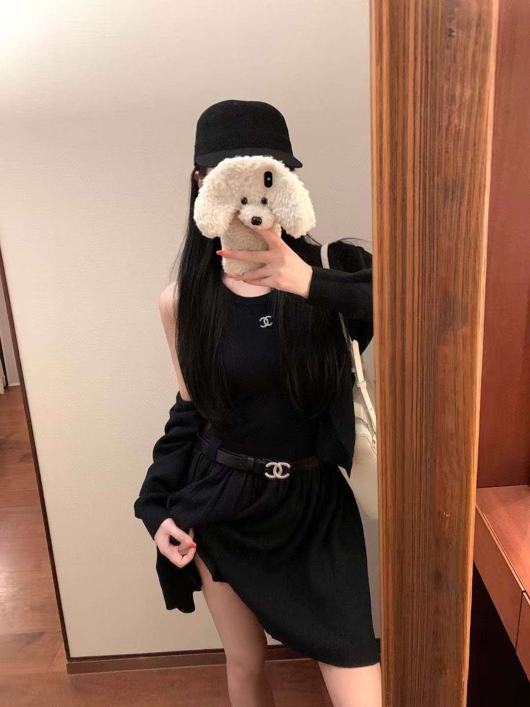 CHANE1 ウールカーディガン＋ベストワンピース ツーピースセット【50％割引+送料無料】