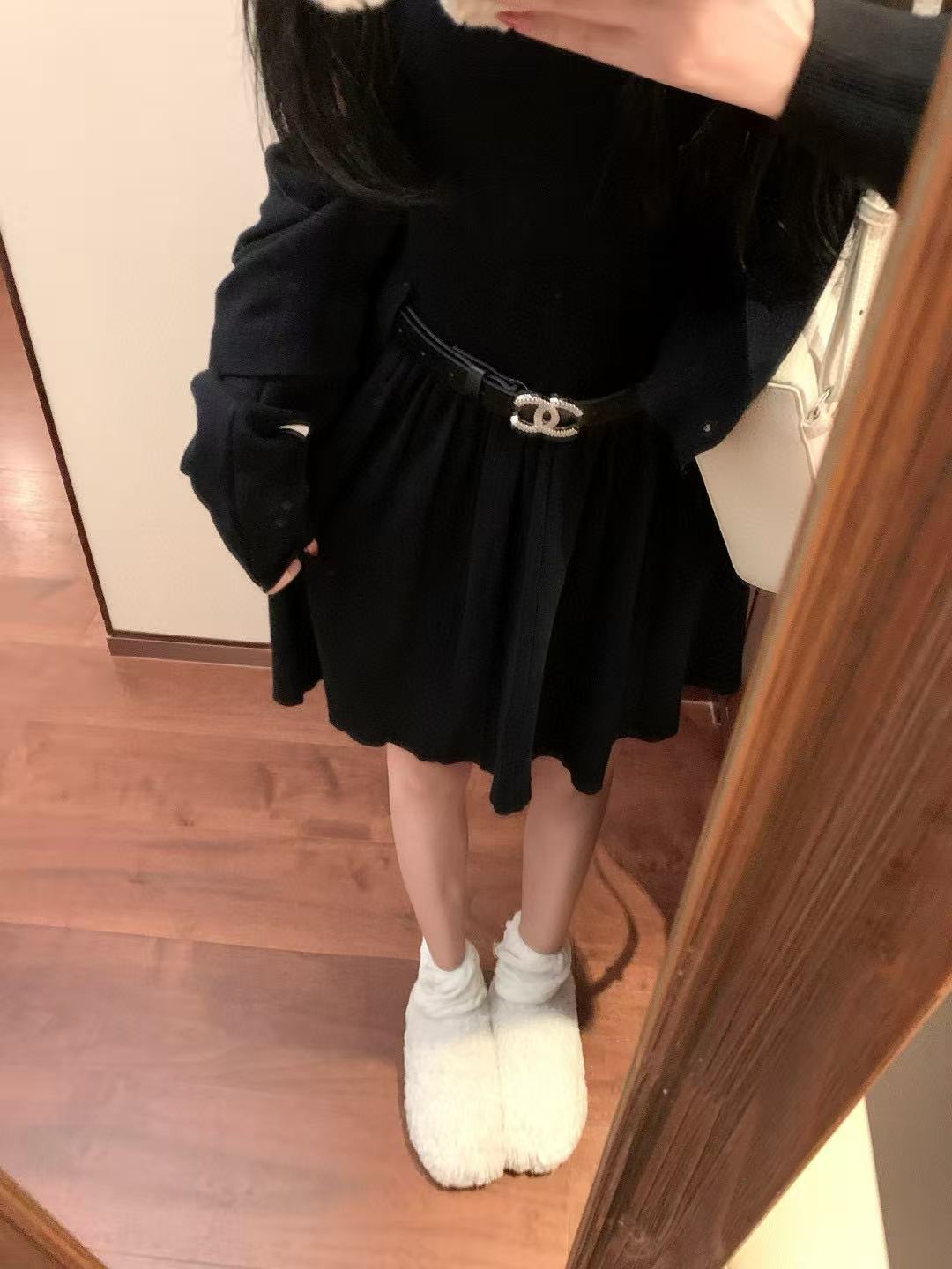 CHANE1 ウールカーディガン＋ベストワンピース ツーピースセット【50％割引+送料無料】