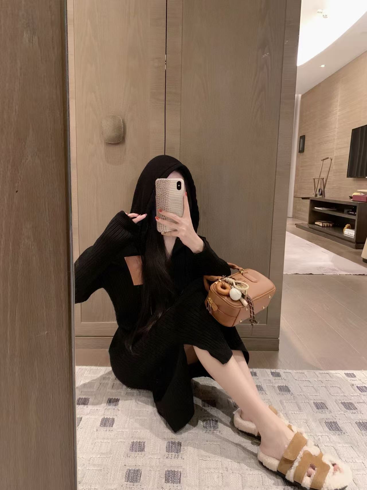 L0WEW フード付きニットドレス【50％割引+送料無料】