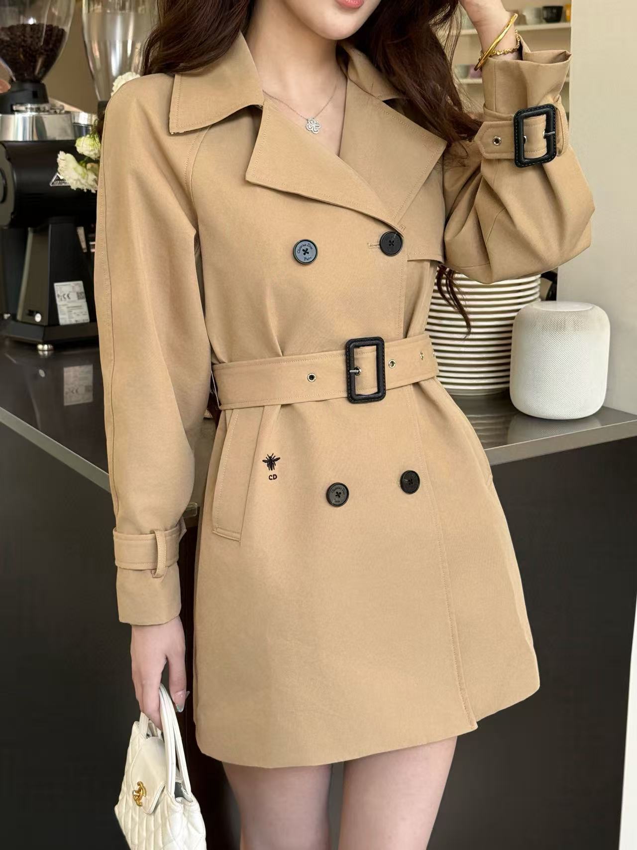 DI0R ラペルベルト トレンチコート【50％割引+送料無料】