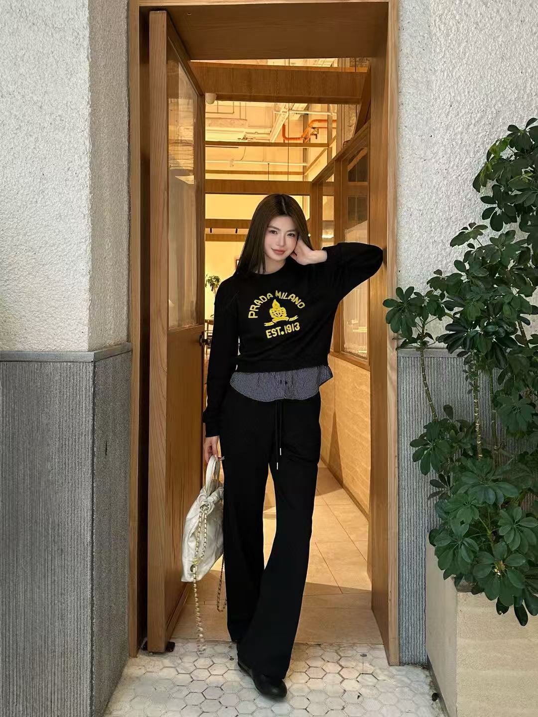 PR4DA 高品質ラウンドネックスウェットシャツ + パンツ 2ピースセット【50％割引+送料無料】