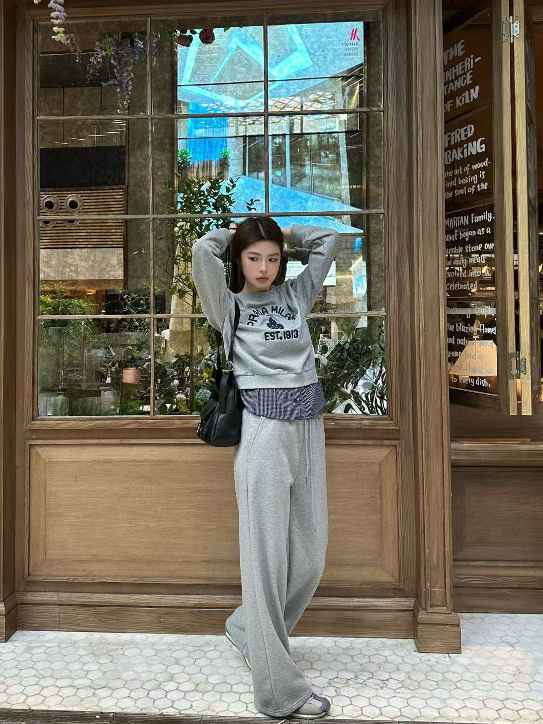 PR4DA 高品質ラウンドネックスウェットシャツ + パンツ 2ピースセット【50％割引+送料無料】