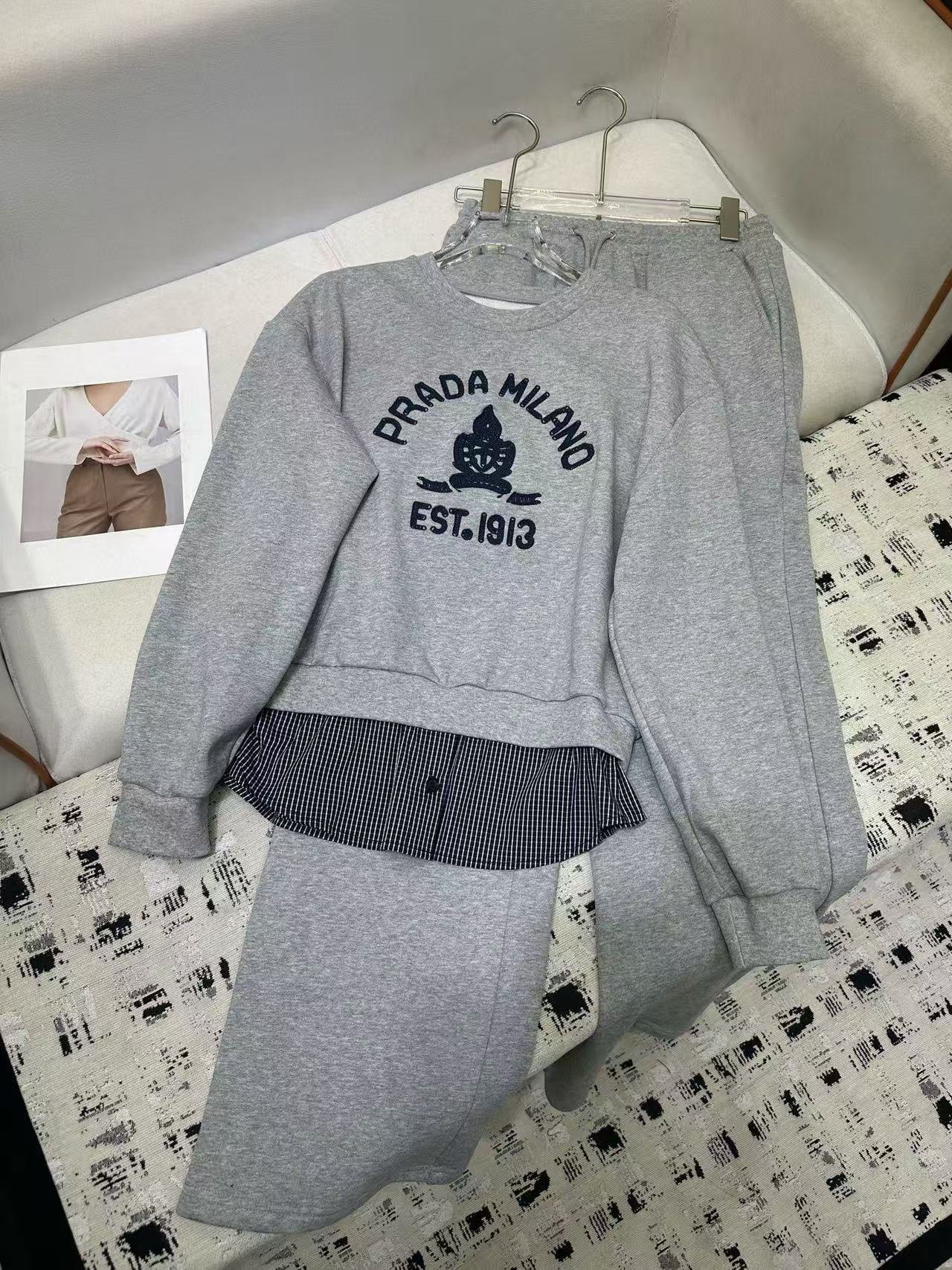 PR4DA 高品質ラウンドネックスウェットシャツ + パンツ 2ピースセット【50％割引+送料無料】