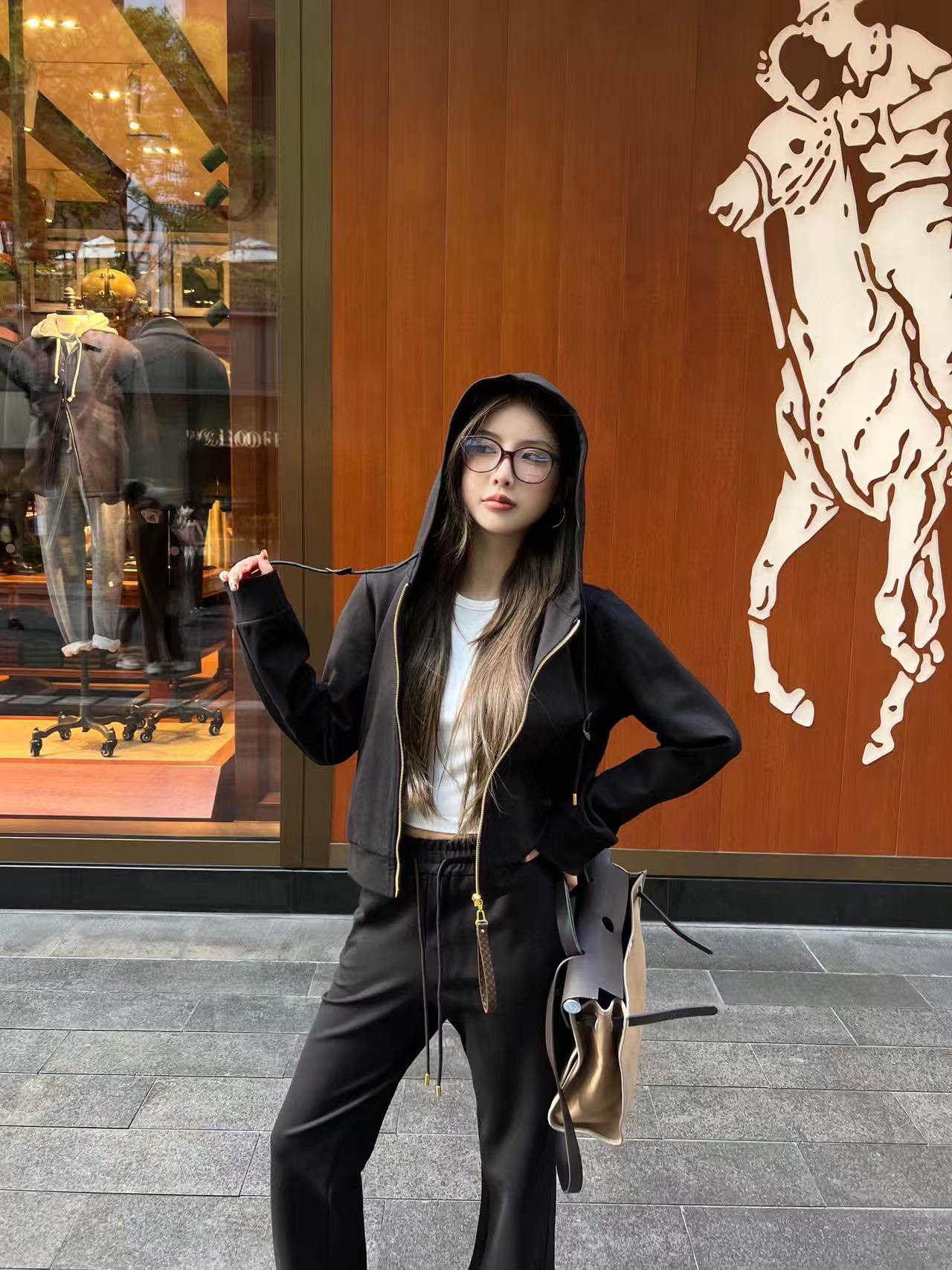 LVフード付きジャケット+パンツのツーピースセット【50％割引+送料無料】