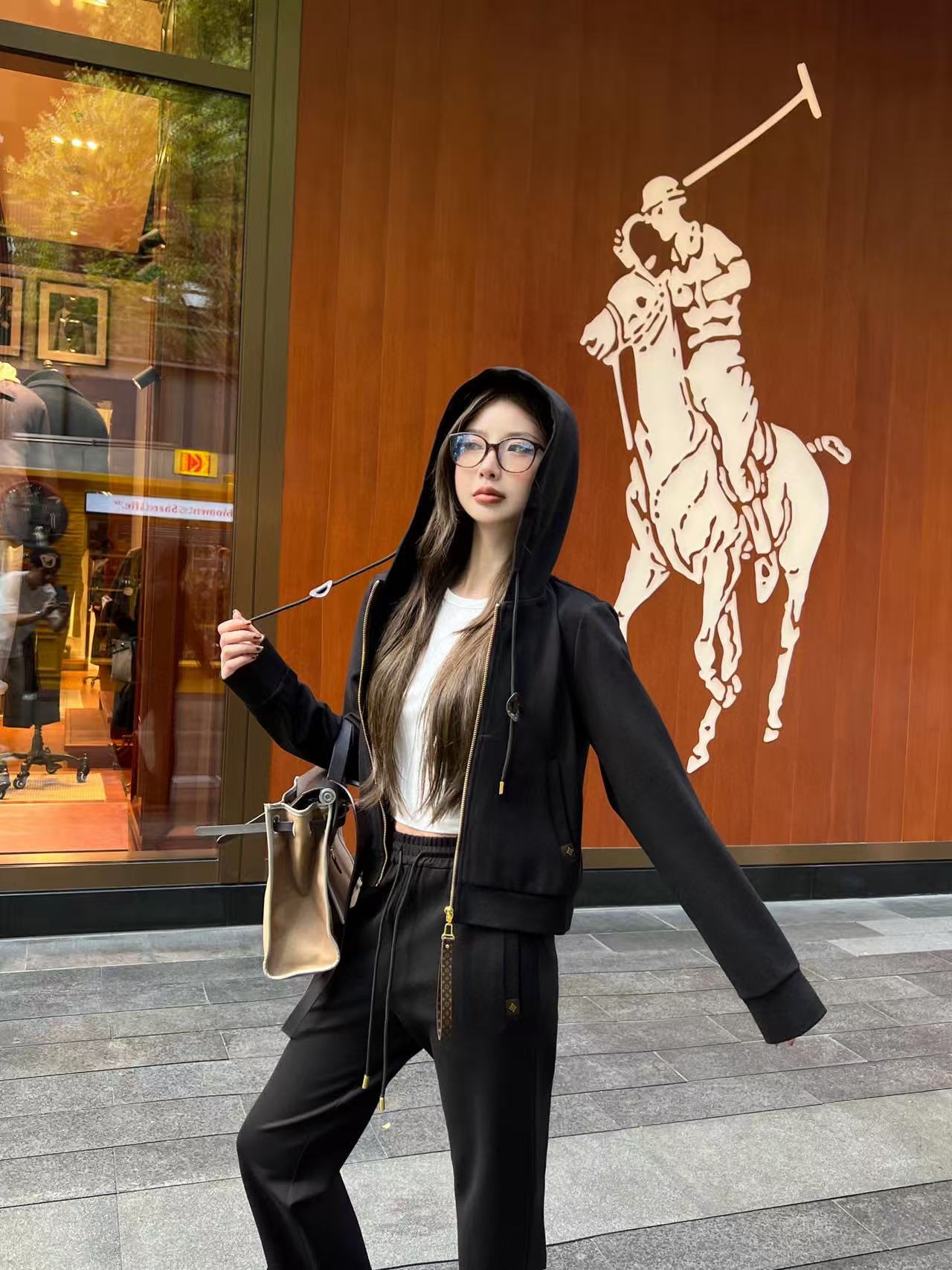 LVフード付きジャケット+パンツのツーピースセット【50％割引+送料無料】