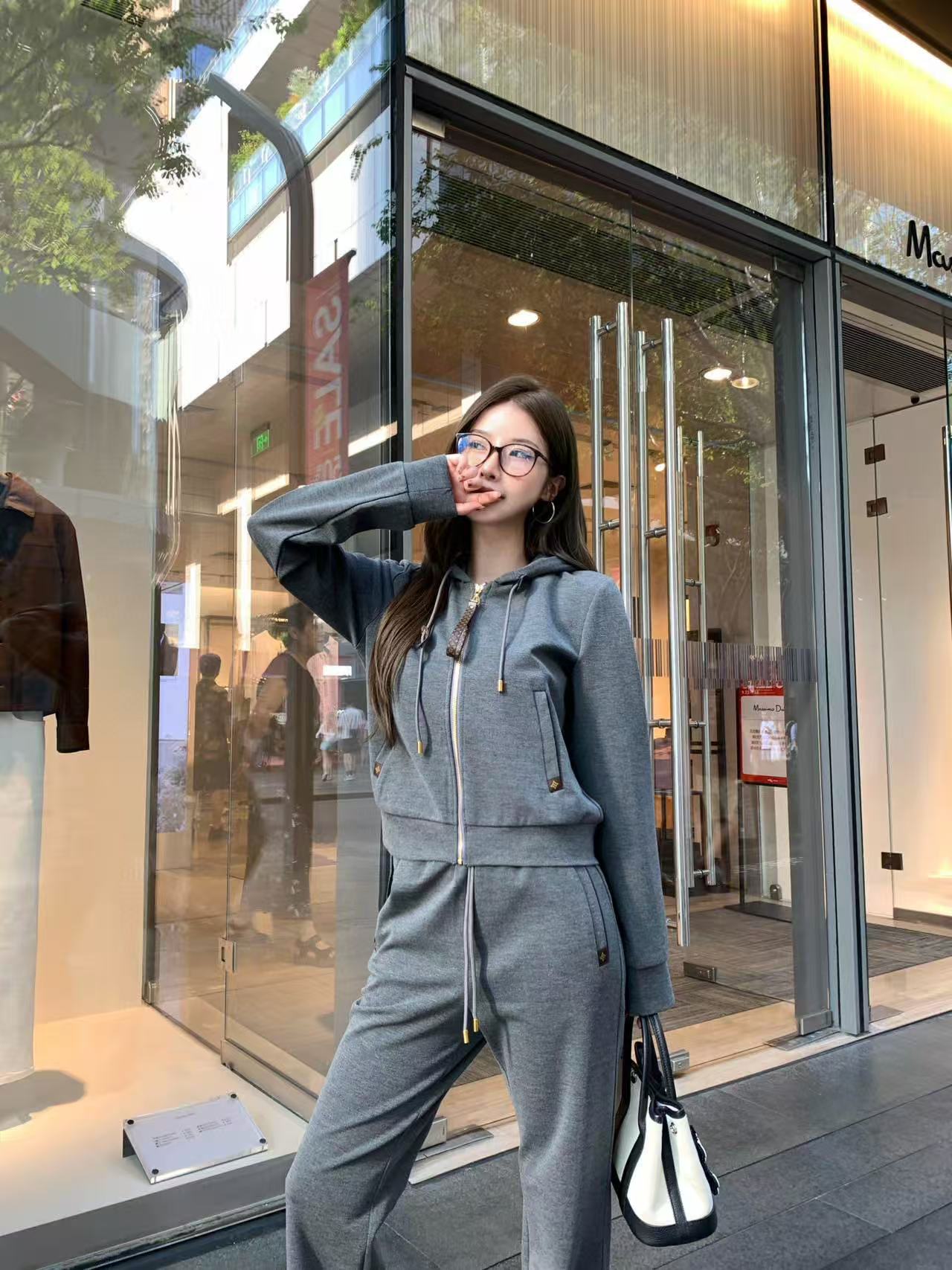 LVフード付きジャケット+パンツのツーピースセット【50％割引+送料無料】