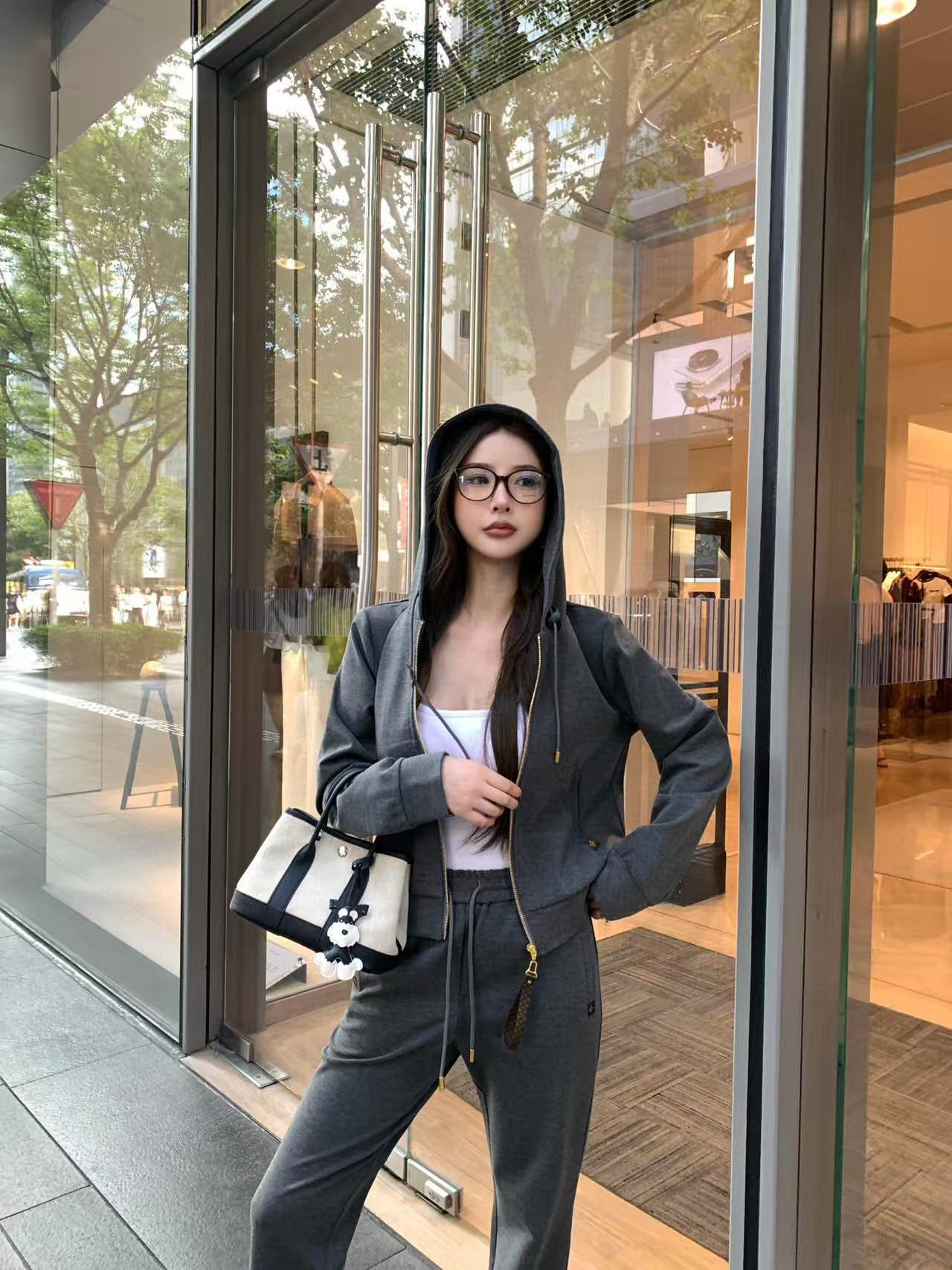 LVフード付きジャケット+パンツのツーピースセット【50％割引+送料無料】