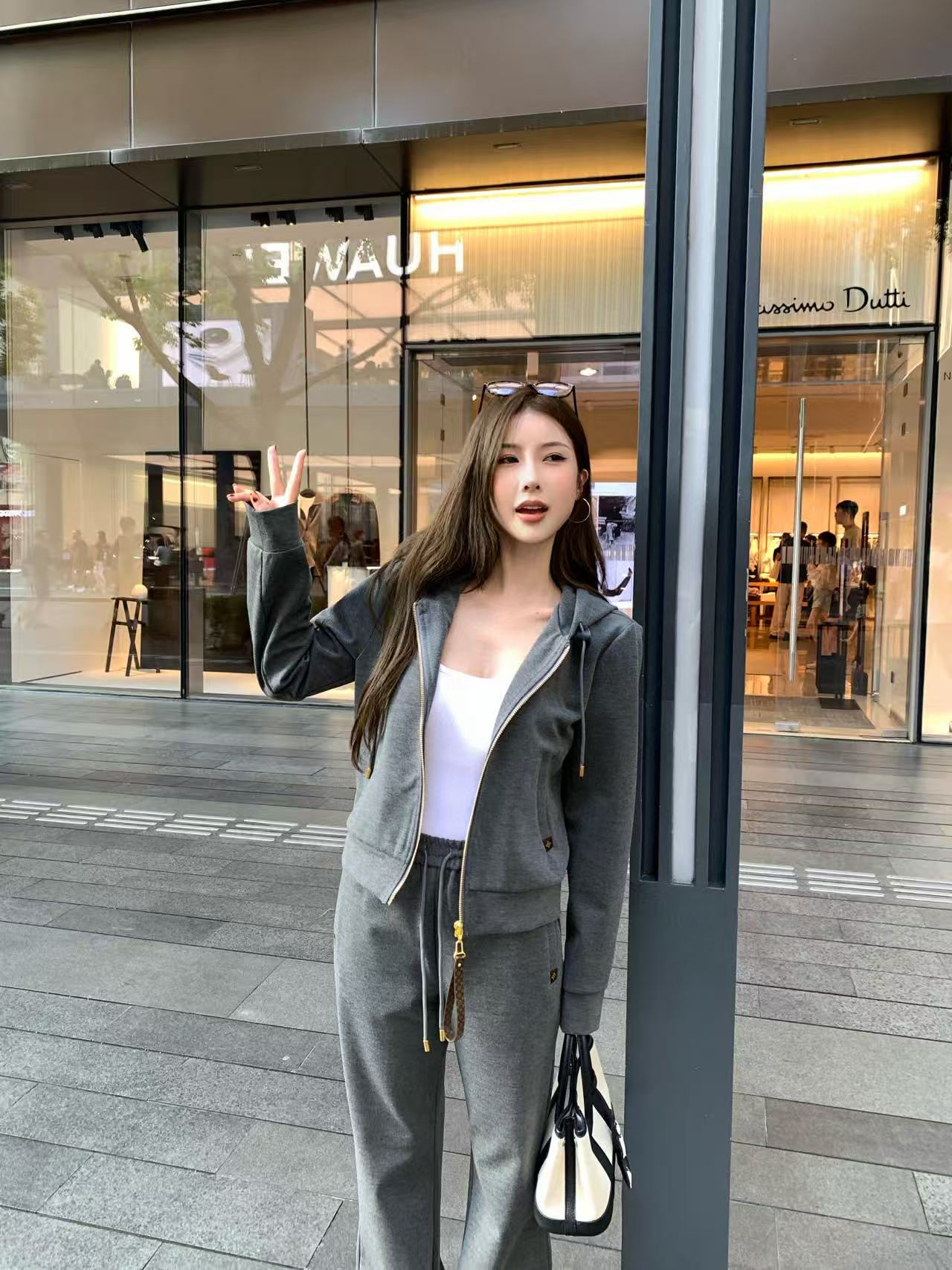 LVフード付きジャケット+パンツのツーピースセット【50％割引+送料無料】