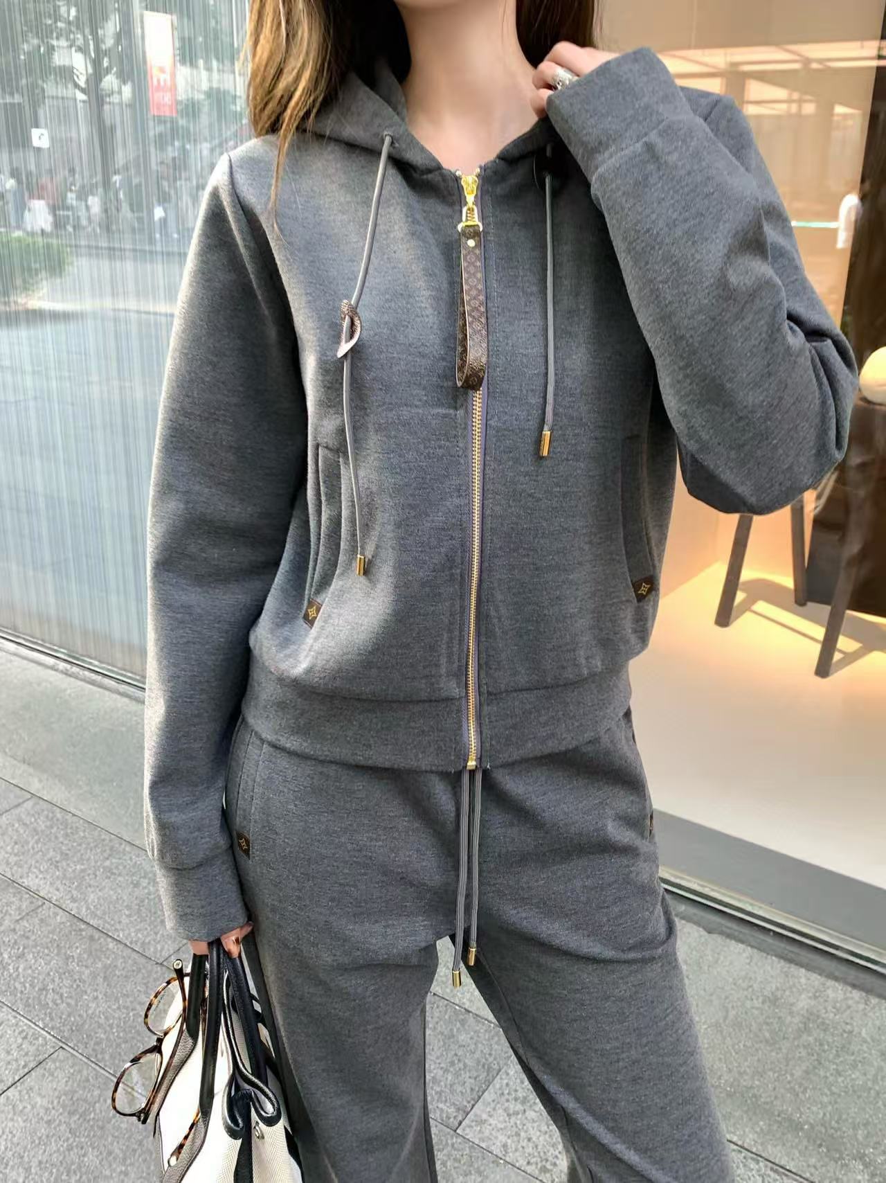 LVフード付きジャケット+パンツのツーピースセット【50％割引+送料無料】