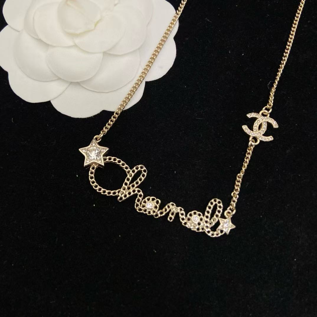 CHANE1 五芒星チェーンレターネックレス【50％割引+送料無料】