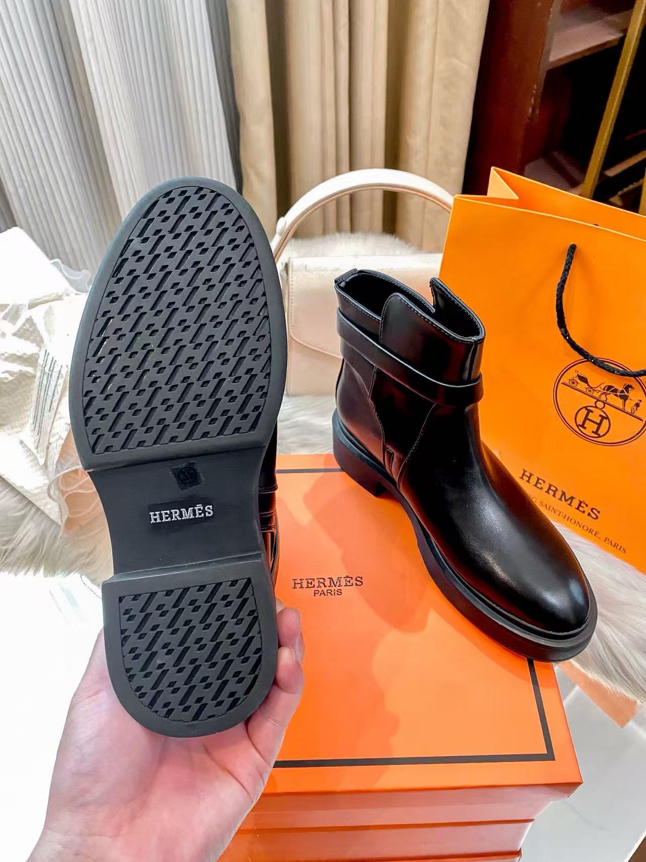 HERME5 シンプルレザーアンクルブーツ【50％割引+送料無料】