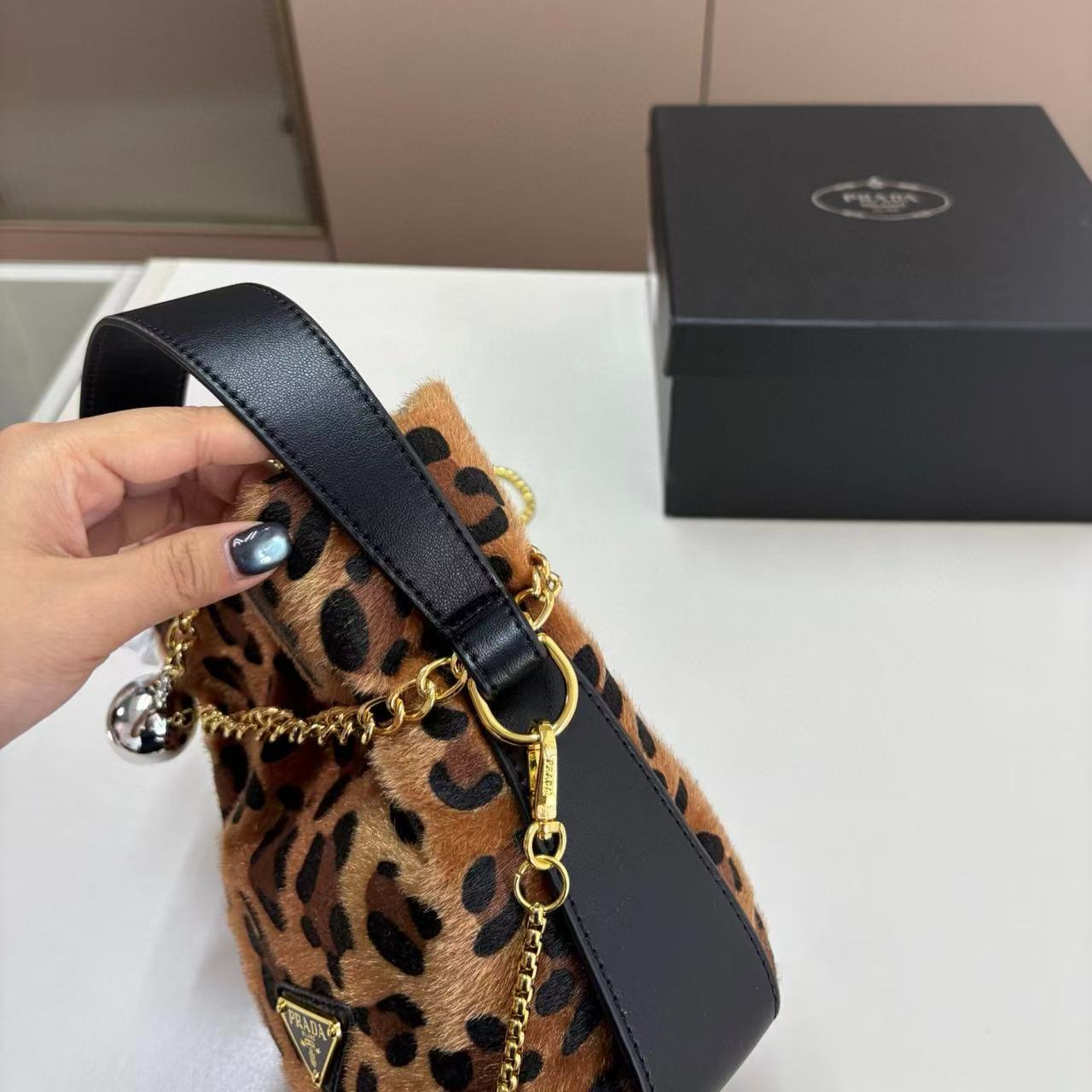 PR4DA ヒョウ柄バケットバッグ【50％割引+送料無料】