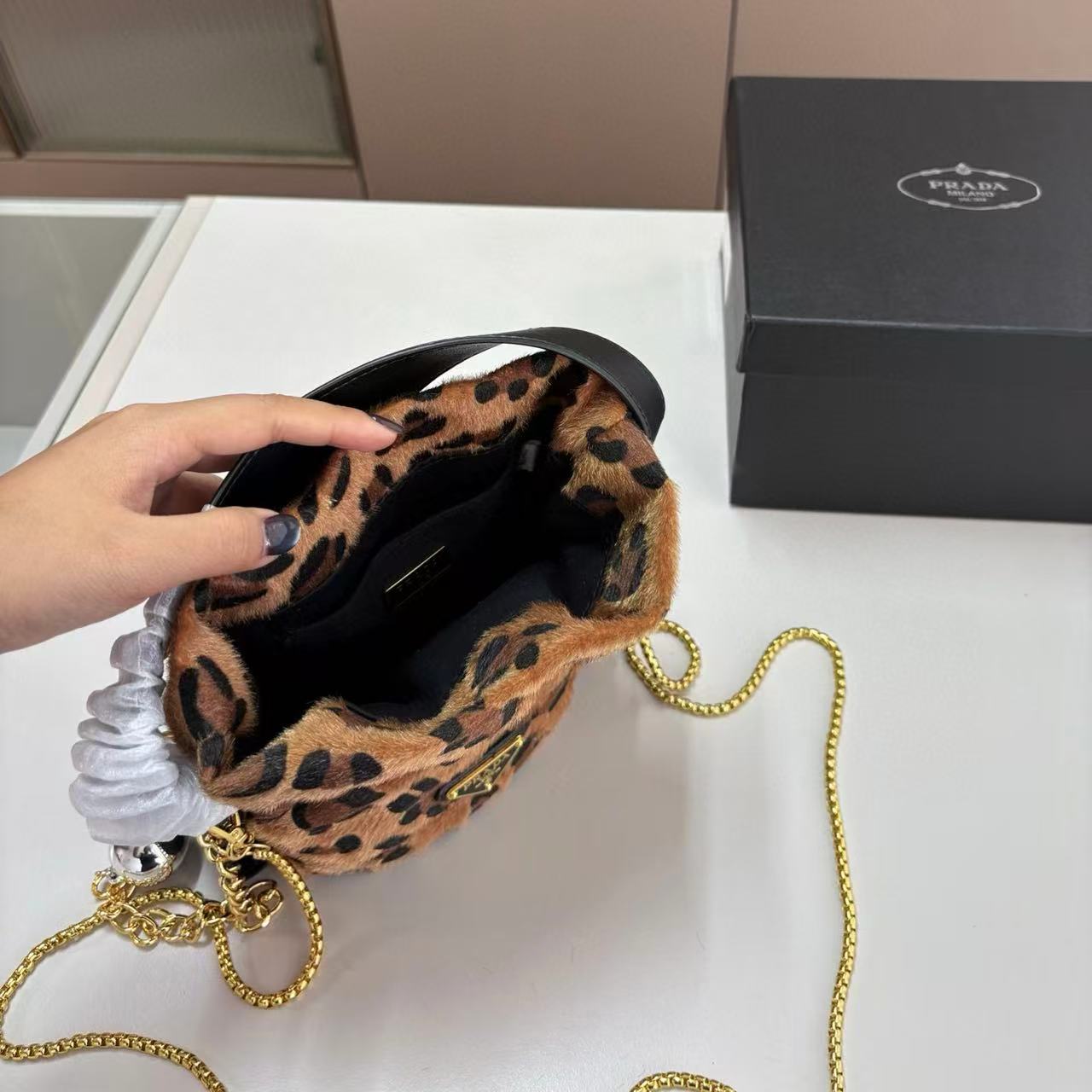 PR4DA ヒョウ柄バケットバッグ【50％割引+送料無料】