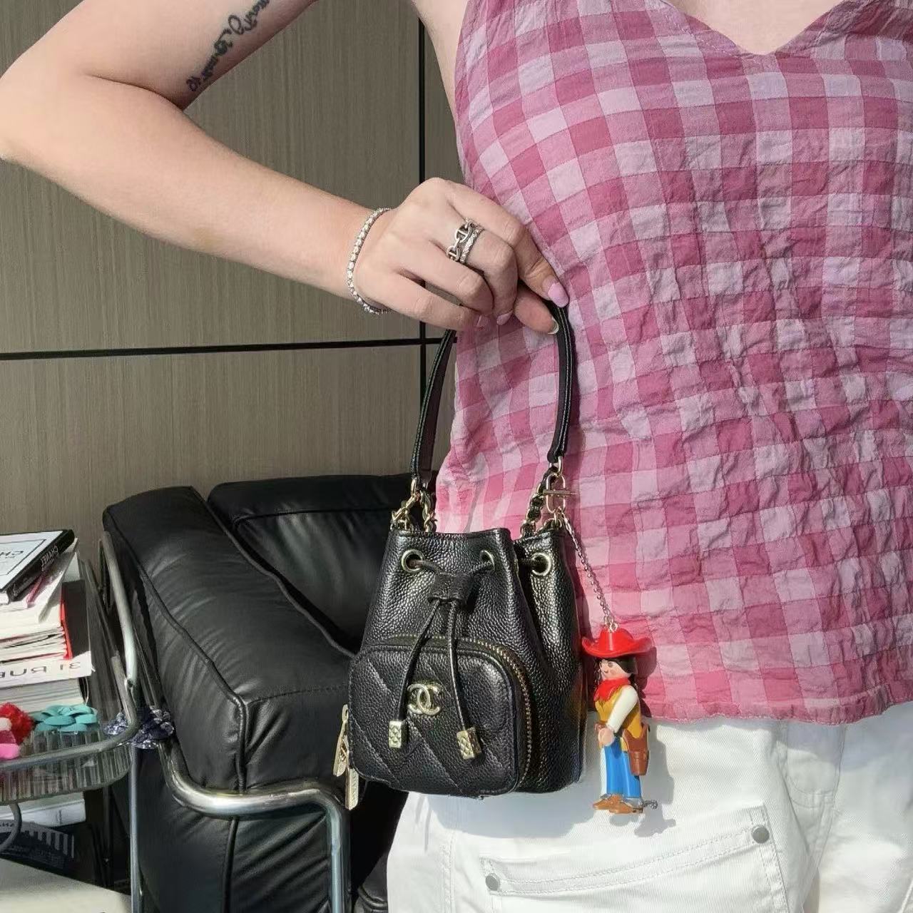 CHANE1ドローストリングバケットバッグ【50％割引+送料無料】