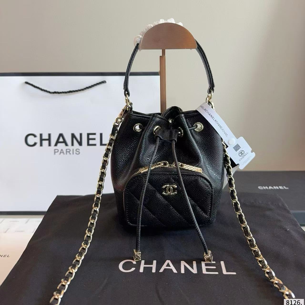 CHANE1ドローストリングバケットバッグ【50％割引+送料無料】