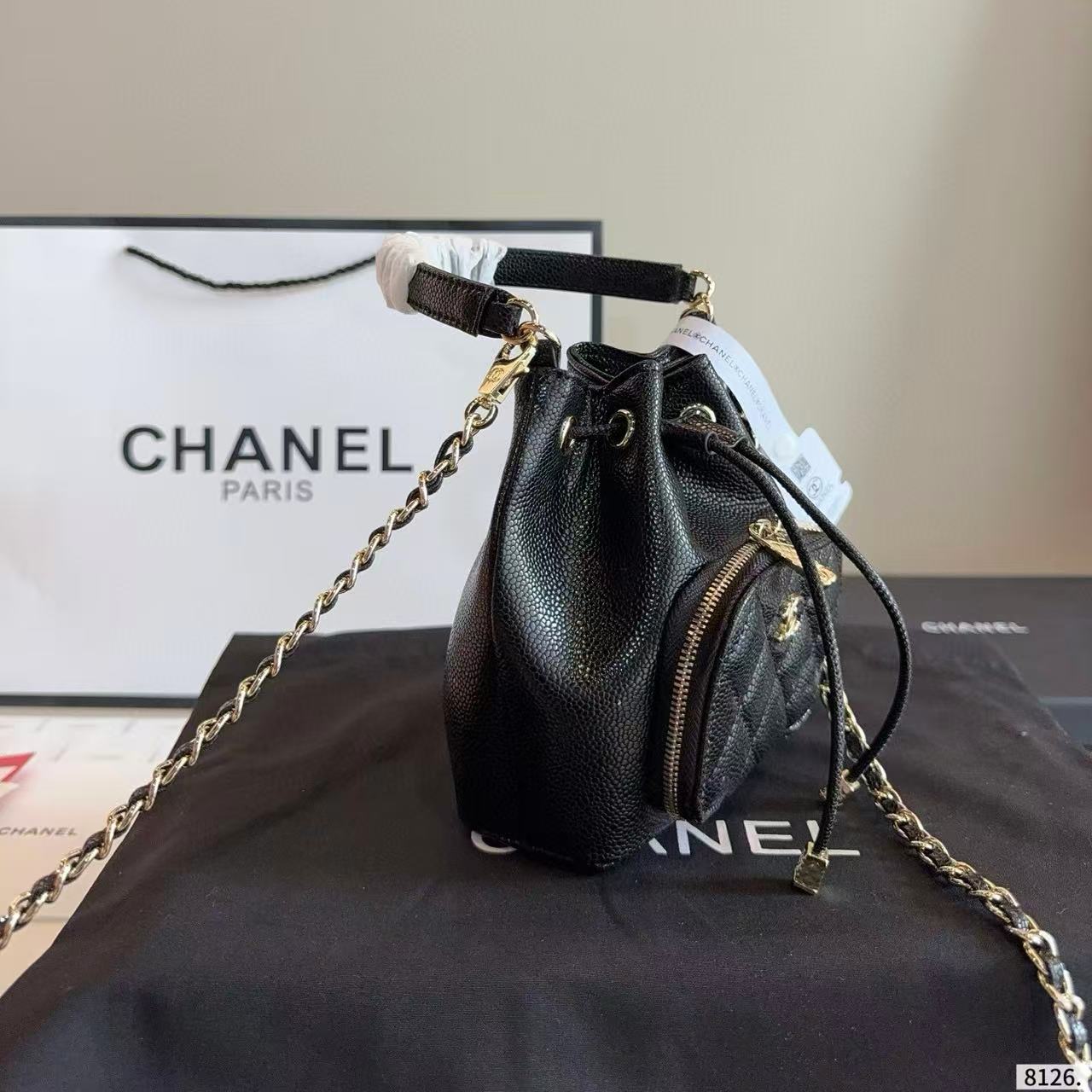 CHANE1ドローストリングバケットバッグ【50％割引+送料無料】