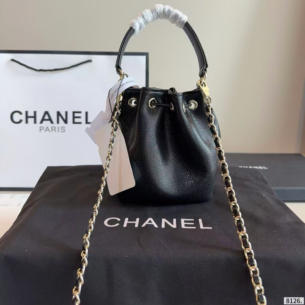 CHANE1ドローストリングバケットバッグ【50％割引+送料無料】