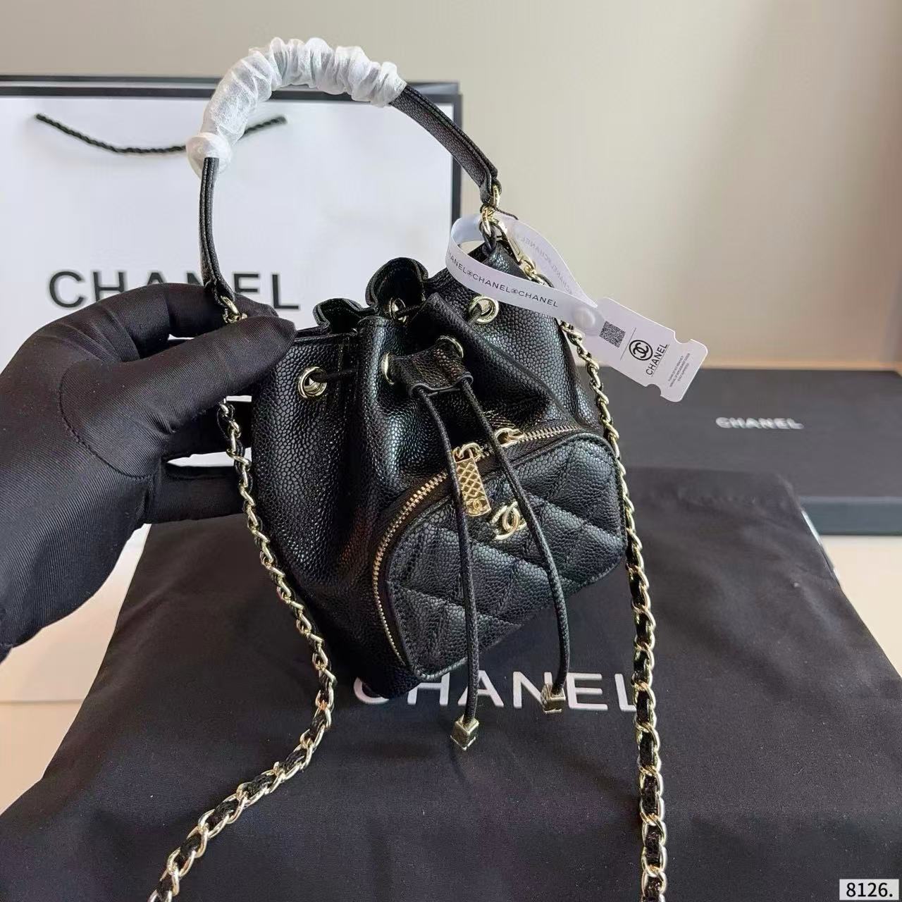 CHANE1ドローストリングバケットバッグ【50％割引+送料無料】