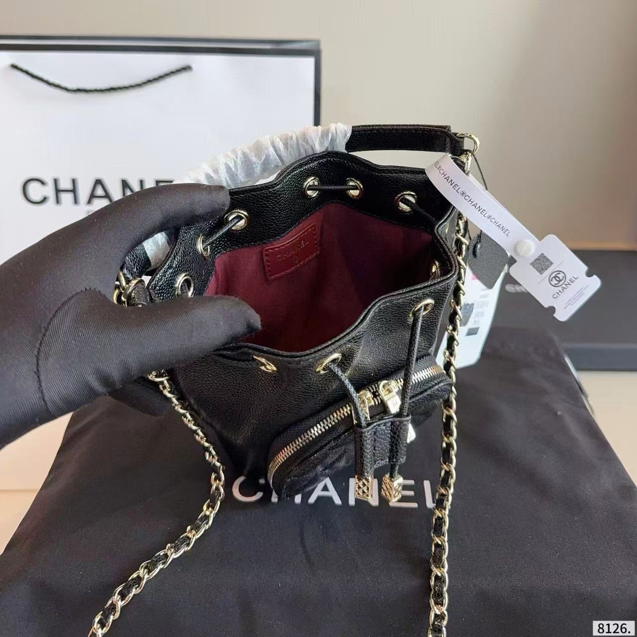 CHANE1ドローストリングバケットバッグ【50％割引+送料無料】