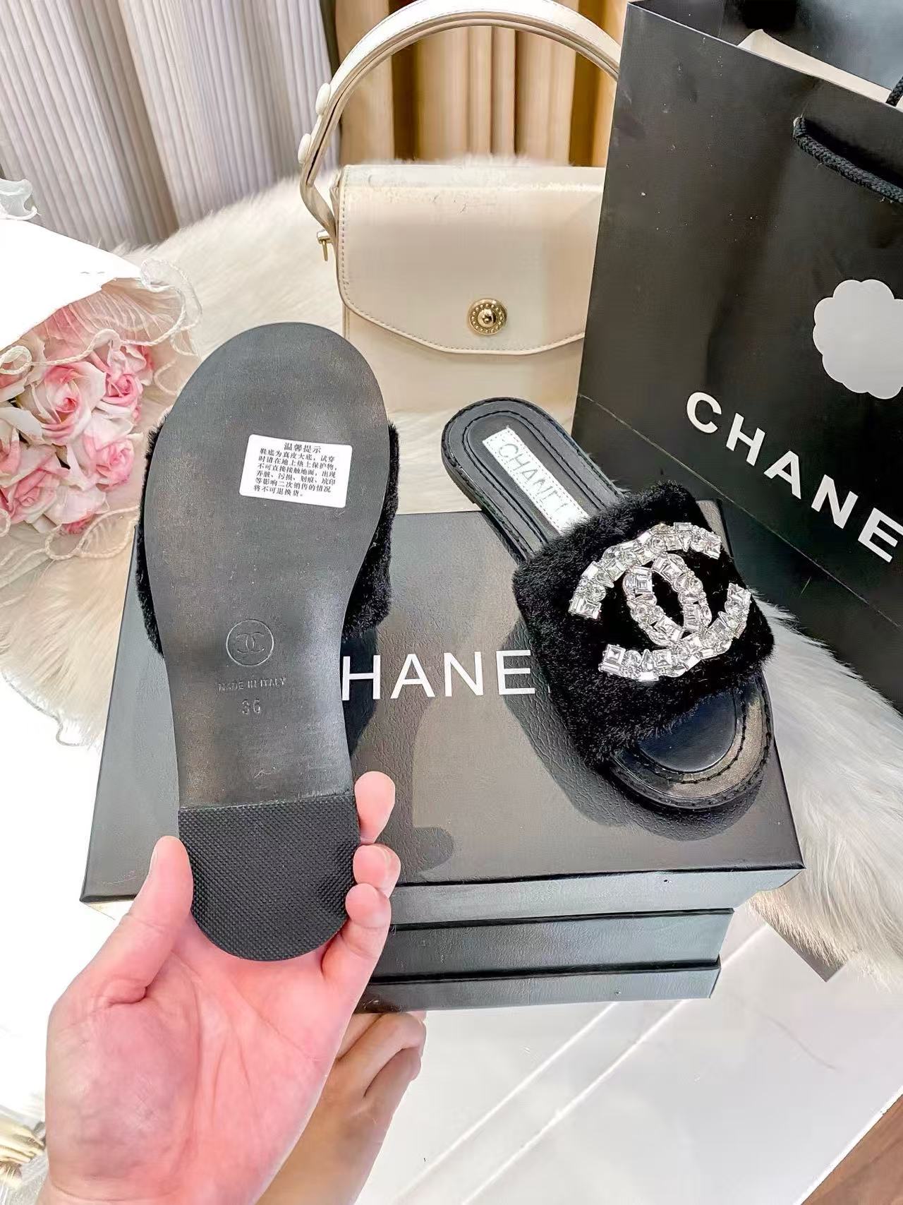 CHANE 1 ダブルC ダイヤモンド フラットシューズ【50％割引+送料無料】