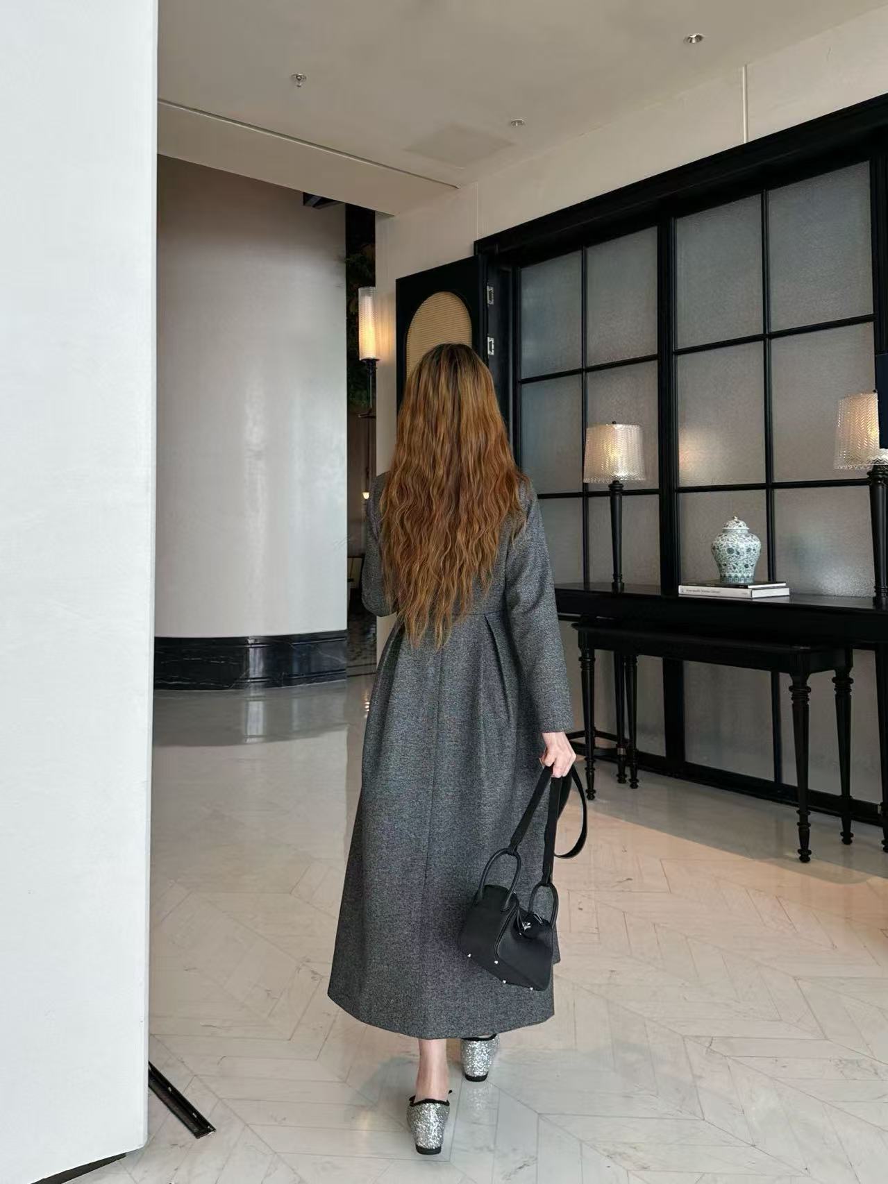 DI0R 高品質フリルVネックウールドレス【50％割引+送料無料】