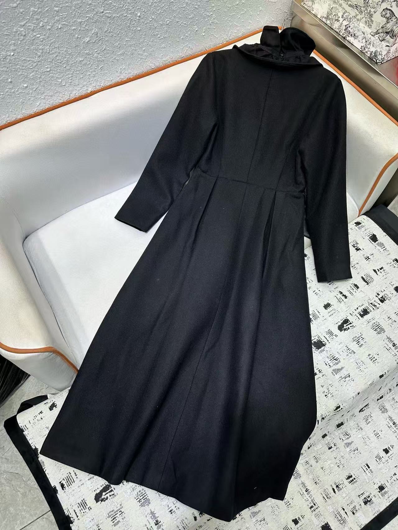 DI0R 高品質フリルVネックウールドレス【50％割引+送料無料】