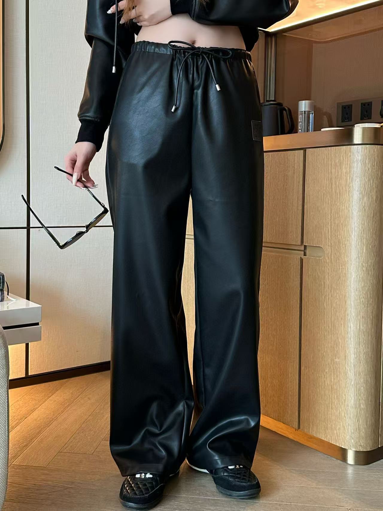 L0WEW フード付きレザージャケット + パンツ ツーピースセット【50％割引+送料無料】