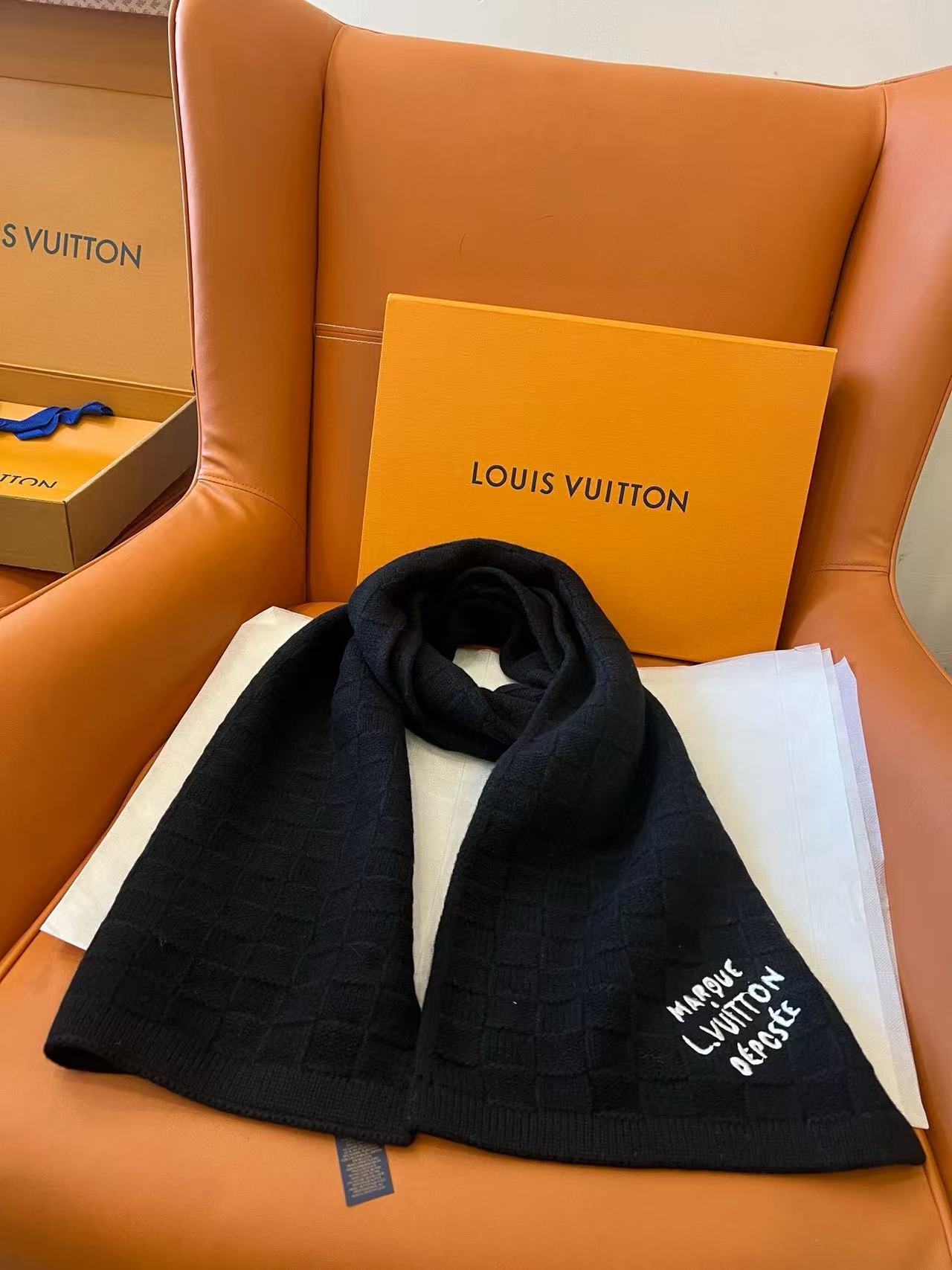 LV刺繍入りレターカシミアスカーフ【50％割引+送料無料】
