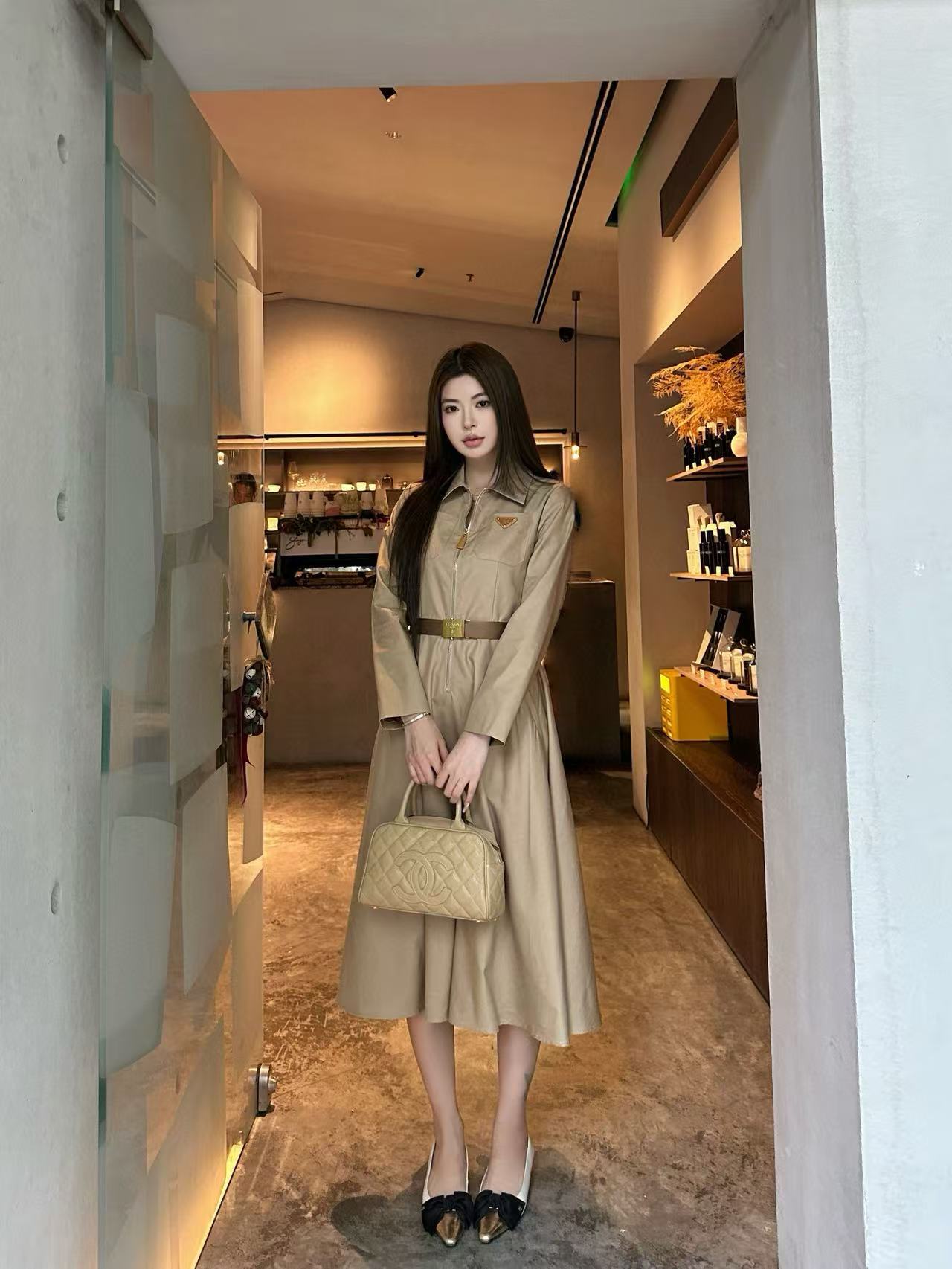 PR4DA トライアングルロゴベルト ロングスリーブドレス【50％割引+送料無料】