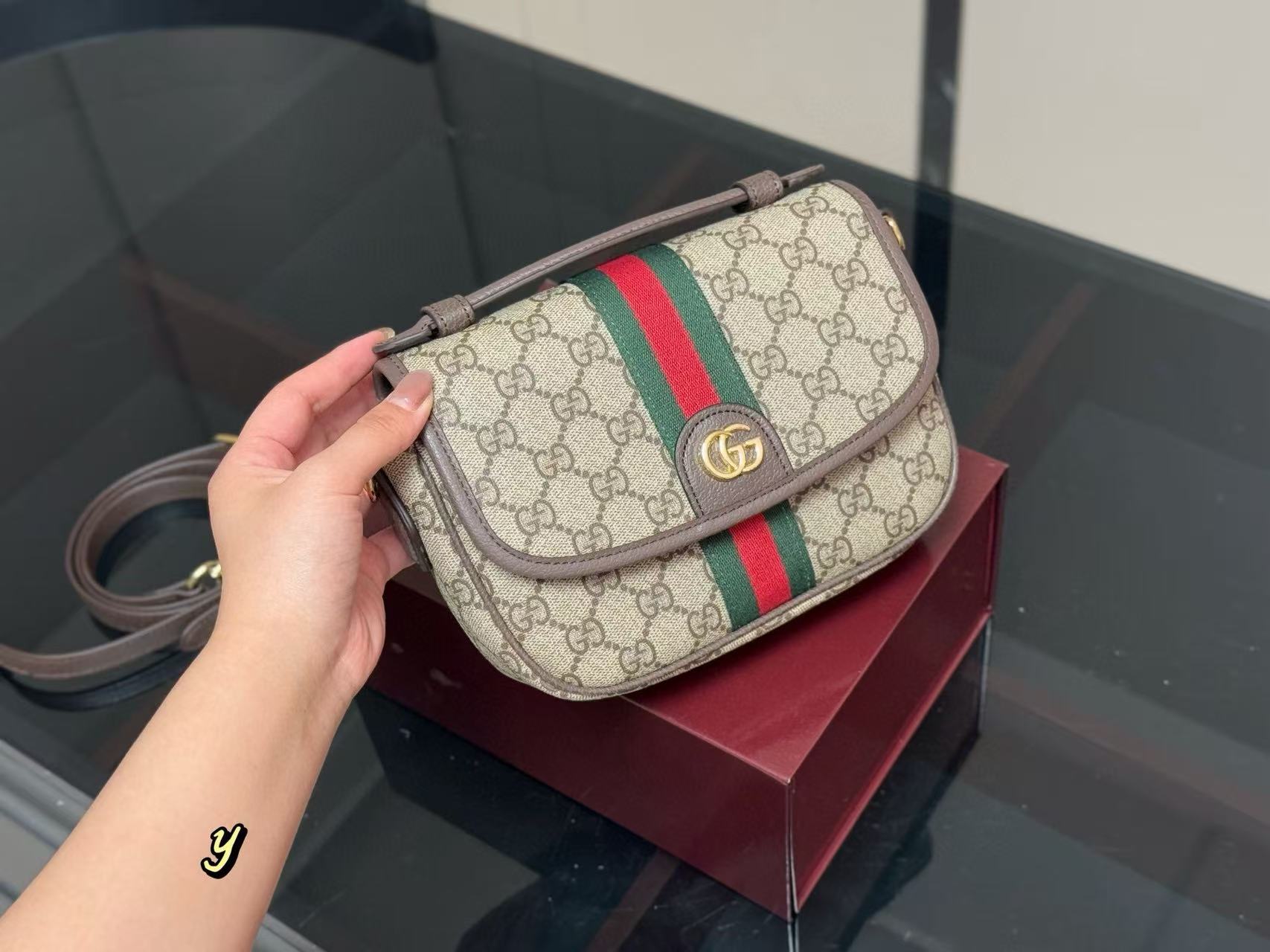 GUCC1 ジャカード ショルダー クロスボディバッグ【50％割引+送料無料】