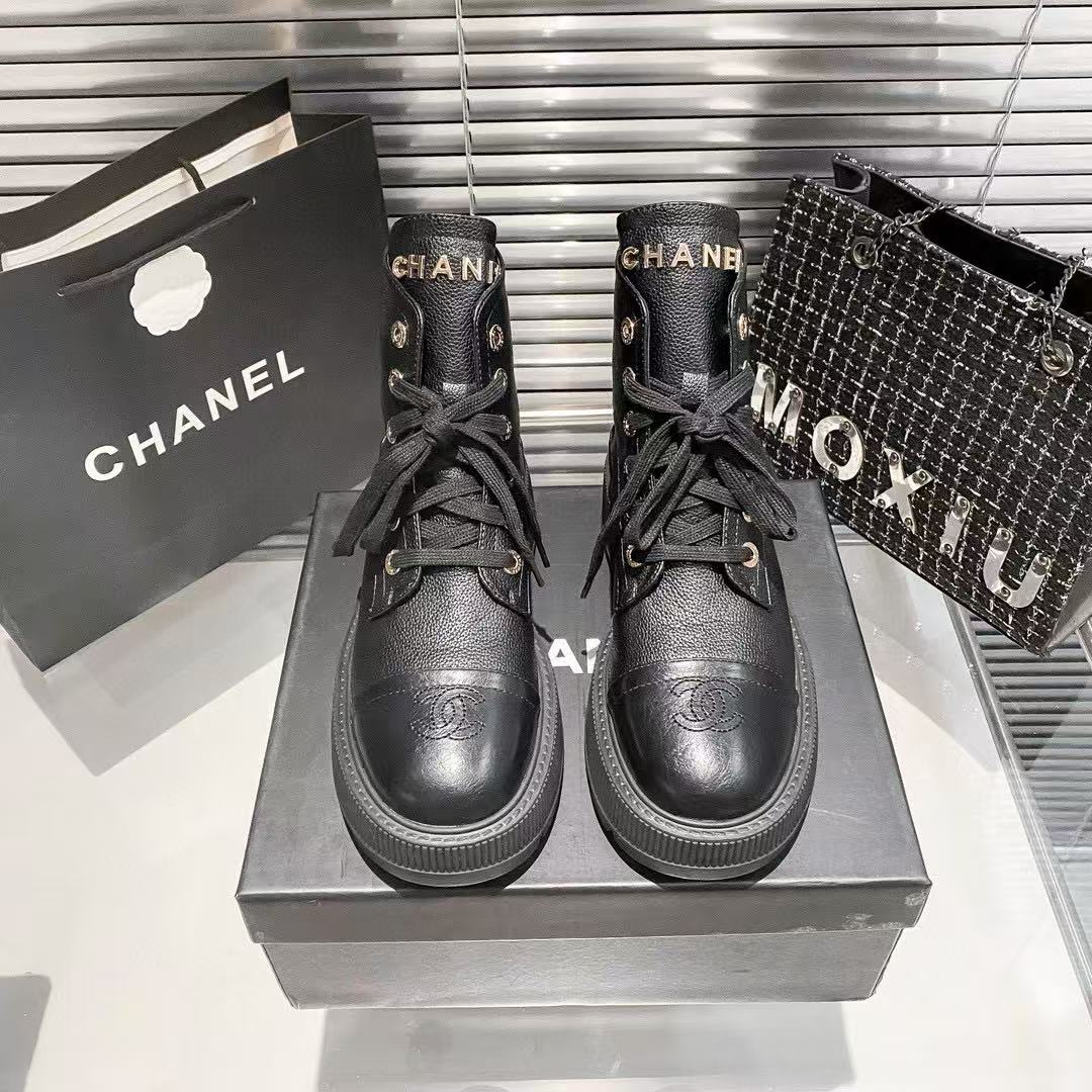 CHANE1 レースアップレタリングアンクルブーツ【50％割引+送料無料】