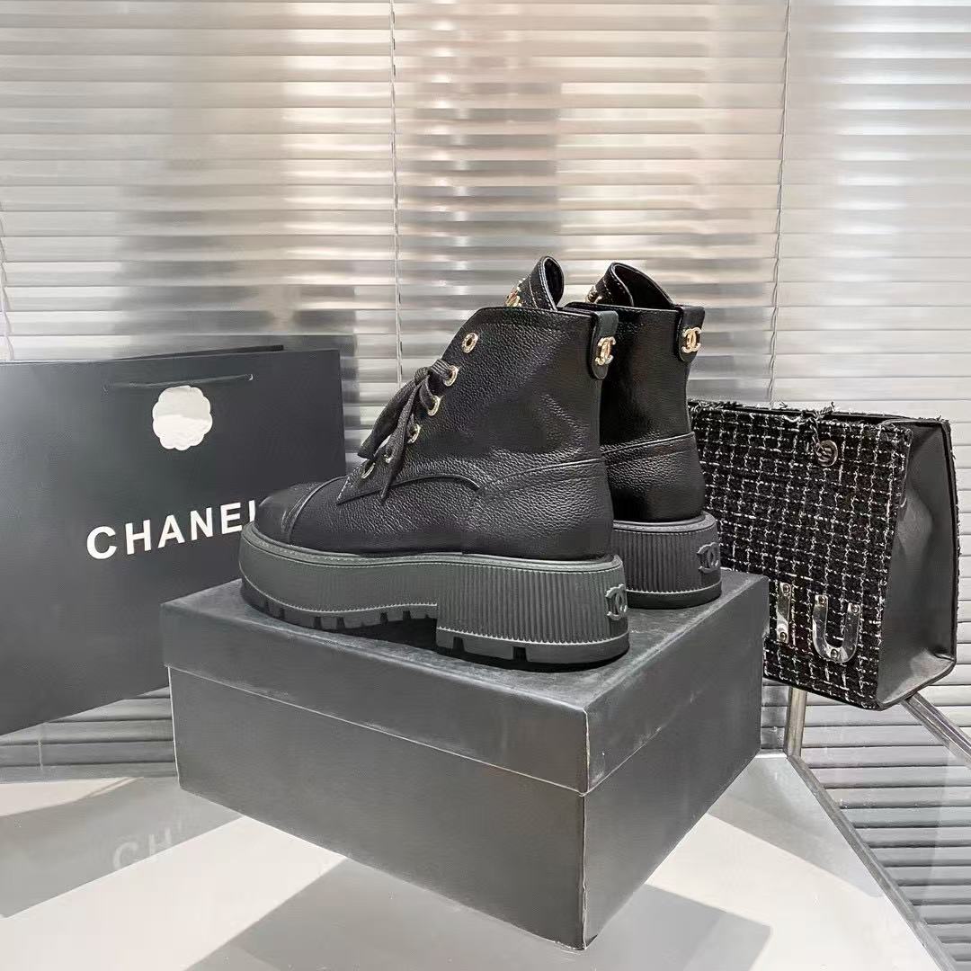 CHANE1 レースアップレタリングアンクルブーツ【50％割引+送料無料】