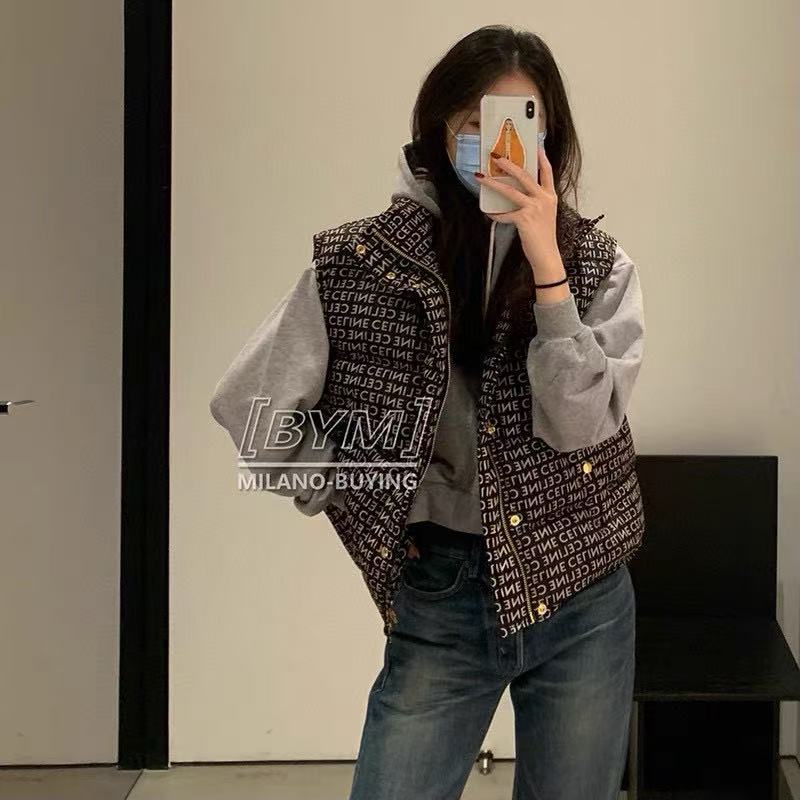 CEL1NE メタルボタン レタリング ダウンベスト【50％割引+送料無料】