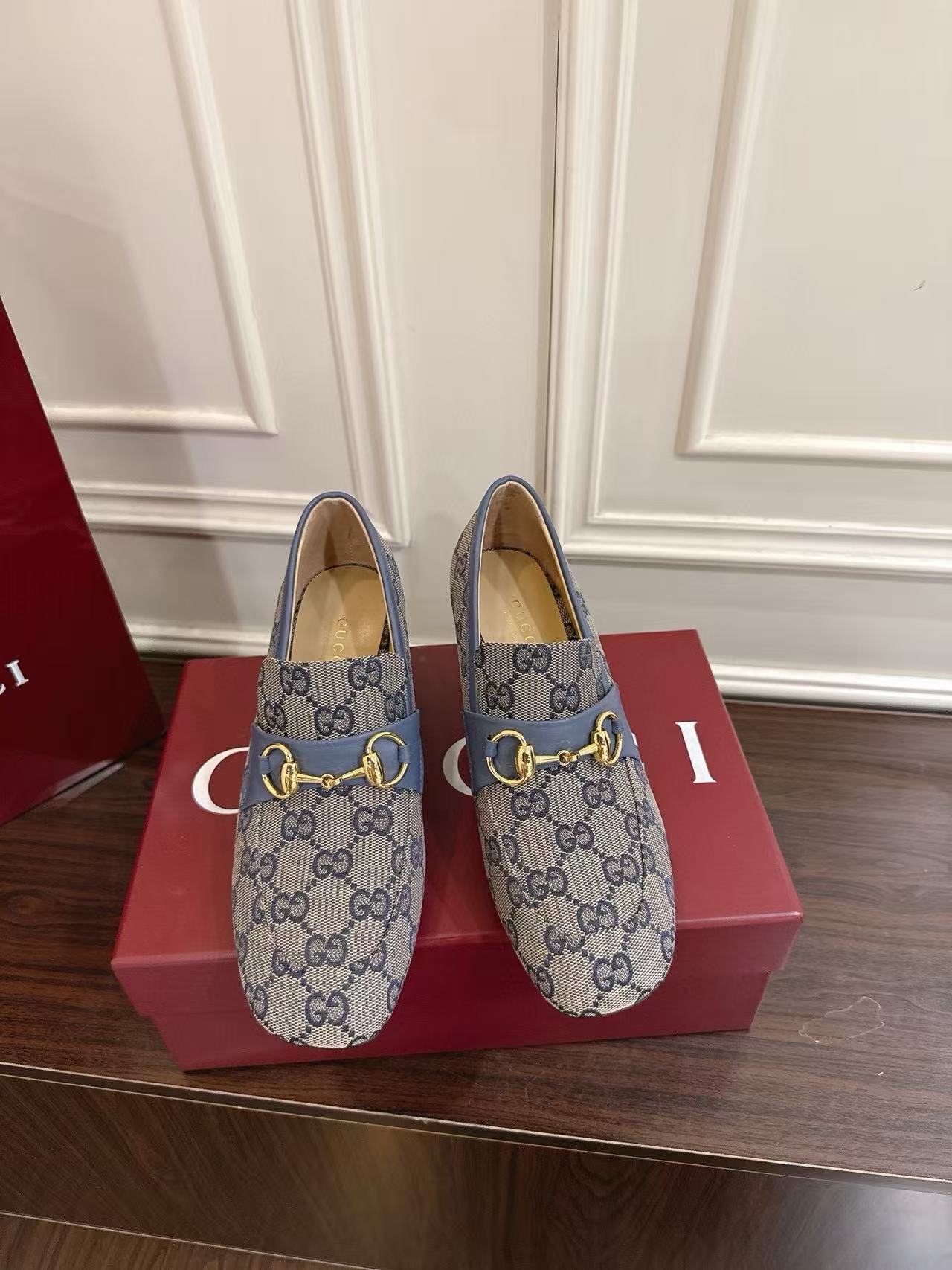 GUCC1 高品質ジャカードローヒールシューズ【50％割引+送料無料】