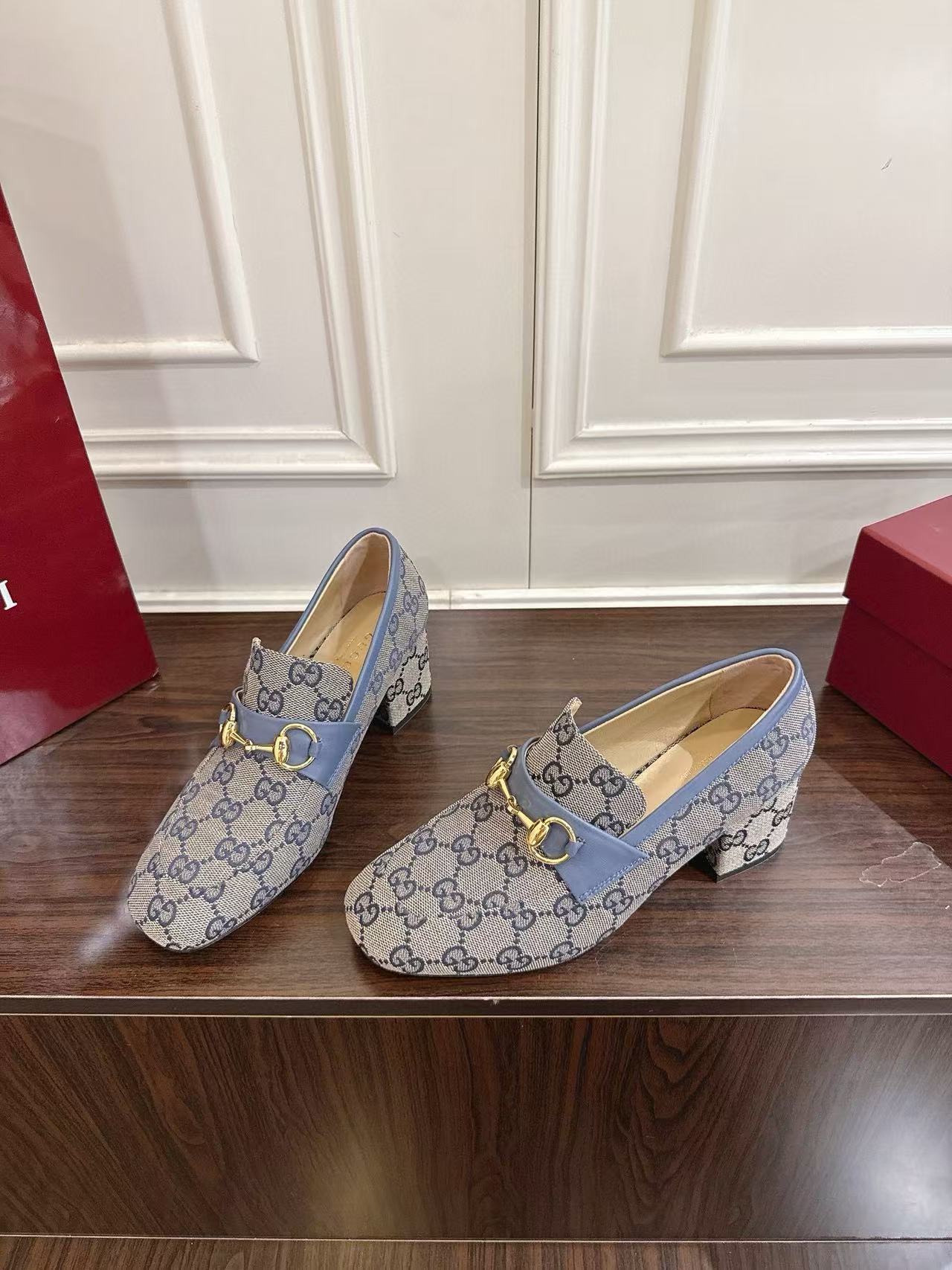 GUCC1 高品質ジャカードローヒールシューズ【50％割引+送料無料】