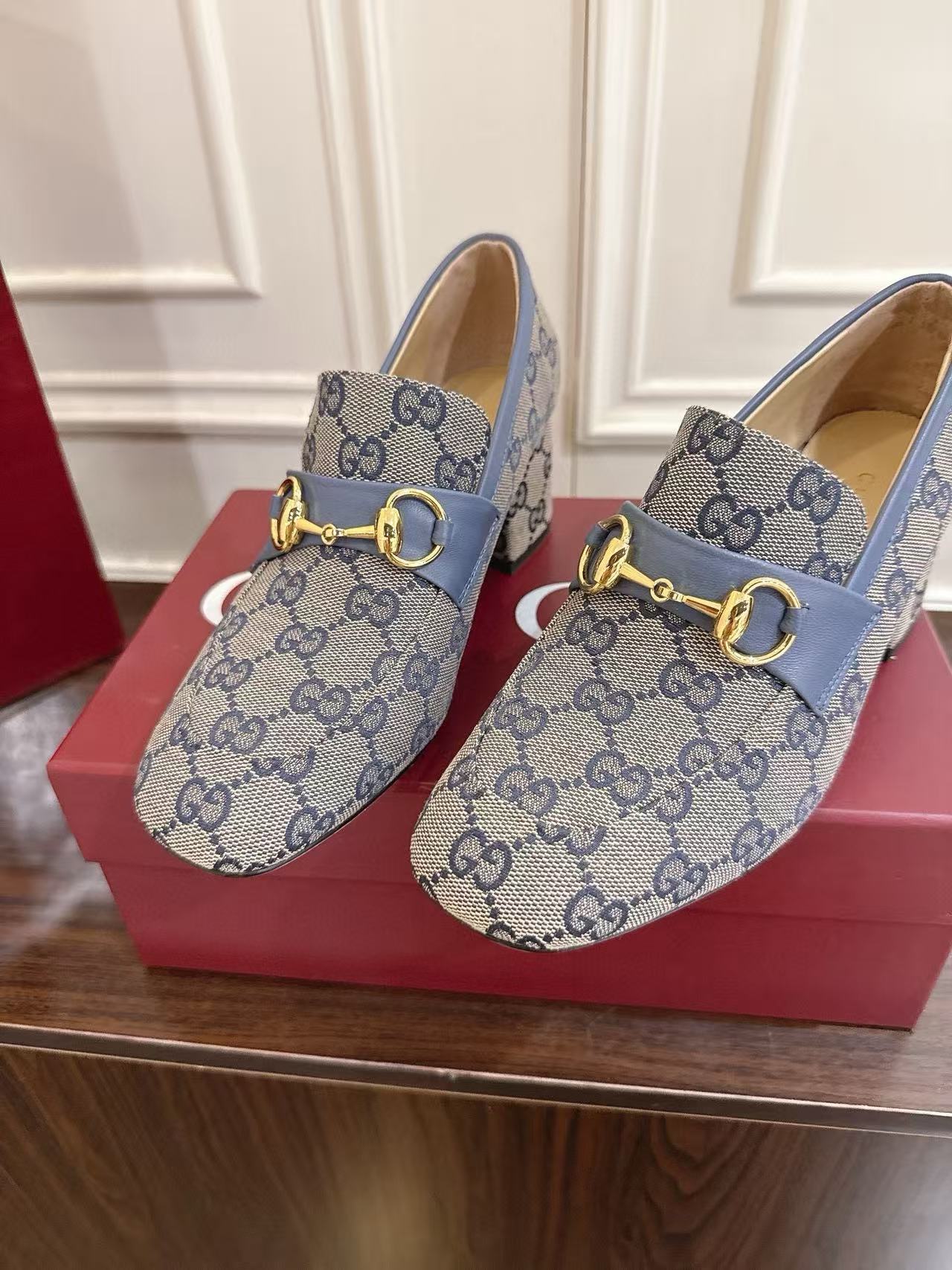 GUCC1 高品質ジャカードローヒールシューズ【50％割引+送料無料】