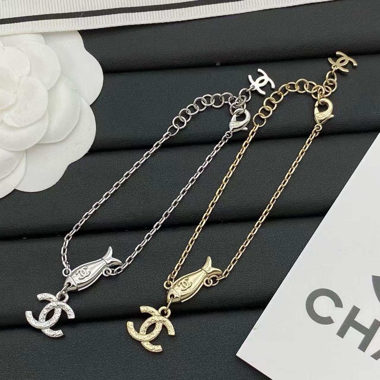 CHANE1 フィッシュ ダブルC ダイヤモンドネックレス【50％割引+送料無料】