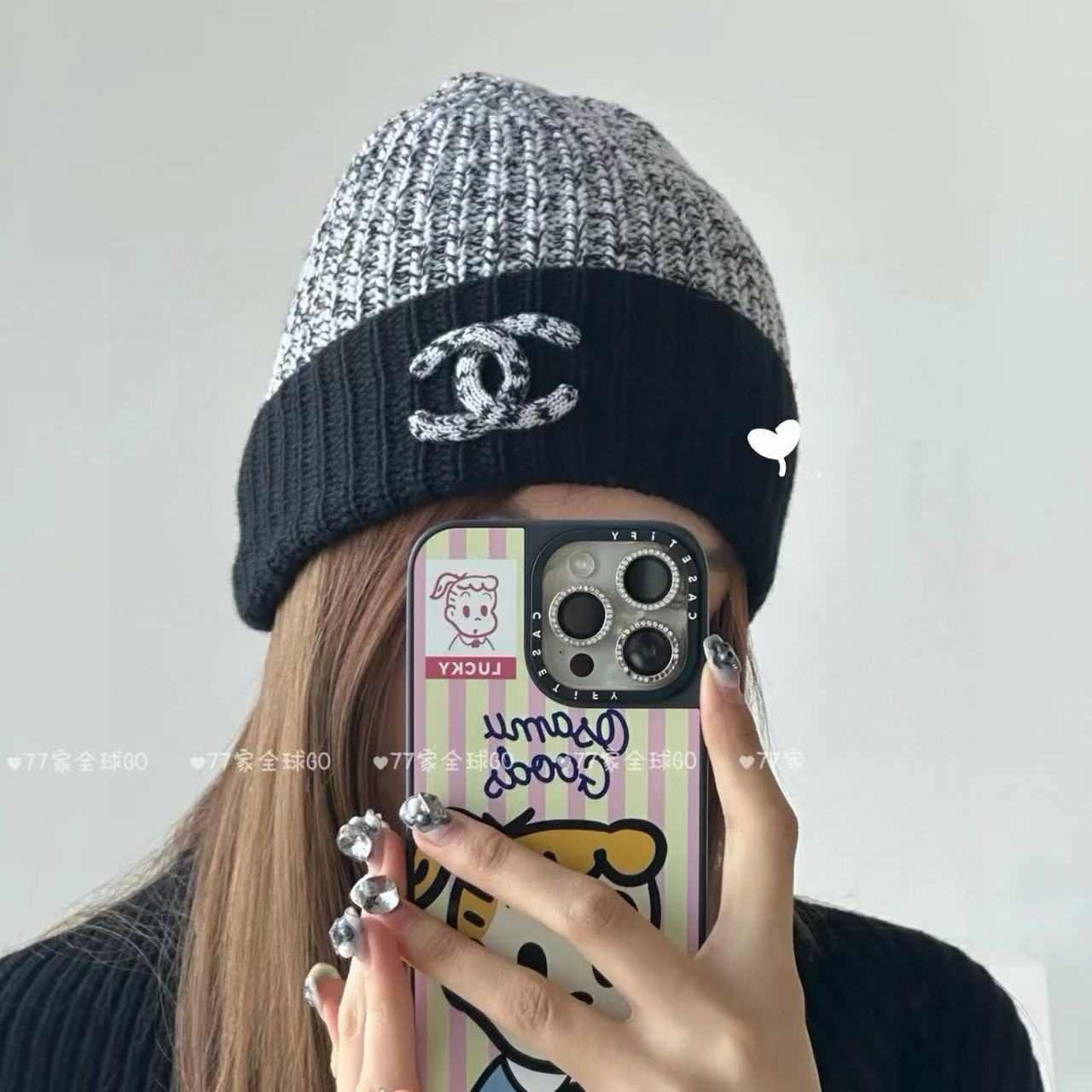 CHANE1 ダブルC カラーマッチングウールハット【50％割引+送料無料】