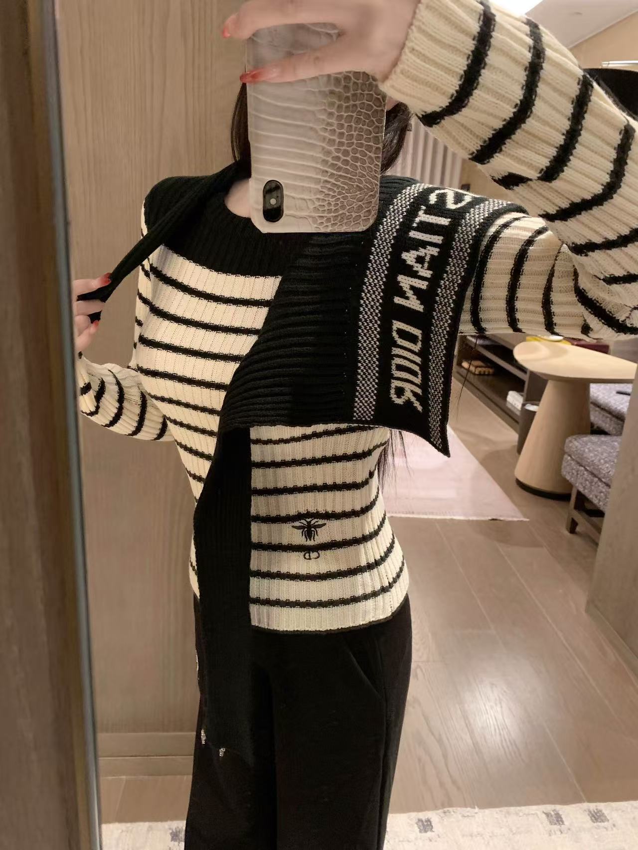 DI0R ストライプ ショール セーター【50％割引+送料無料】