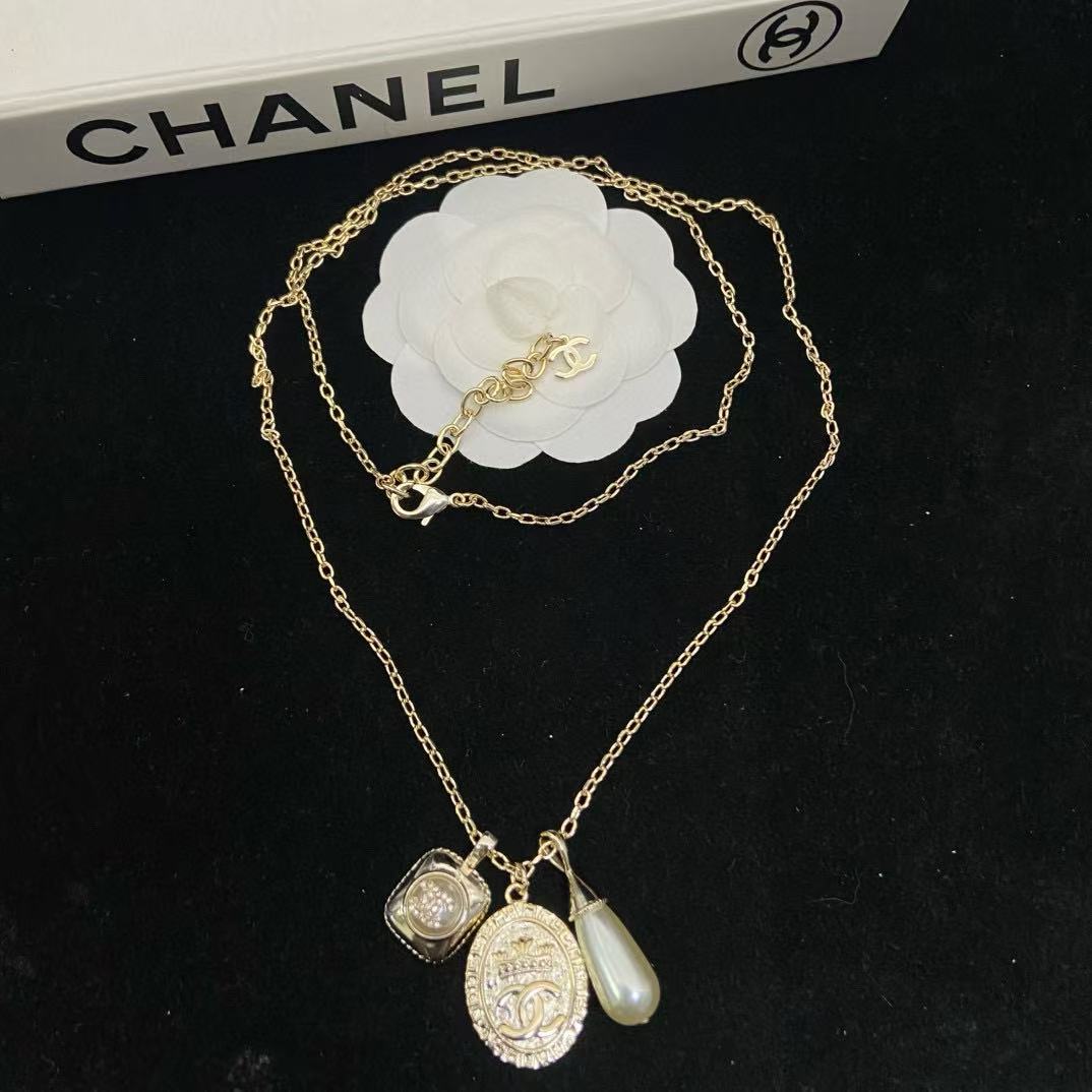 CHANE1 クラウンドロップパールロングネックレス【50％割引+送料無料】