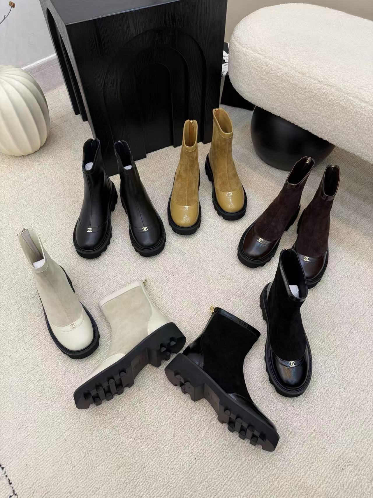 CHANE1 高品質ダブルCアンクルブーツ【50％割引+送料無料】