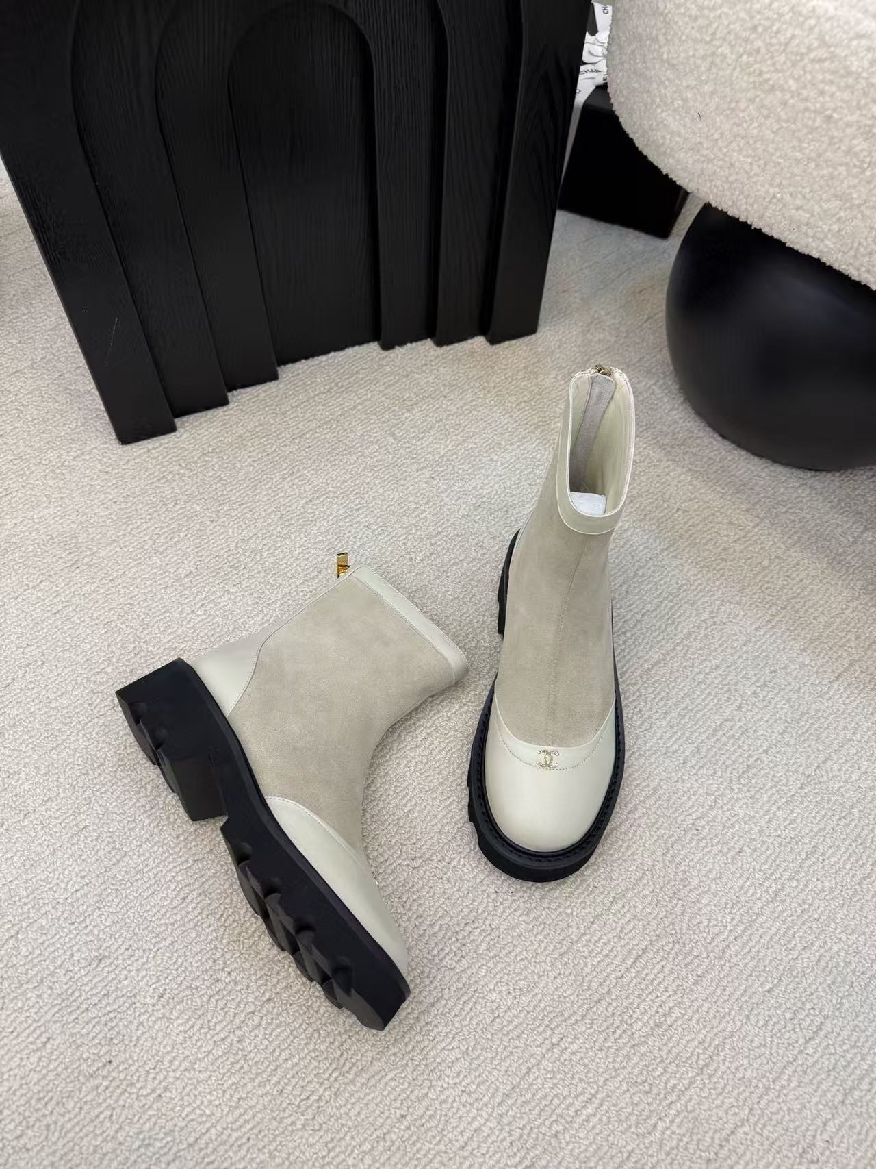 CHANE1 高品質ダブルCアンクルブーツ【50％割引+送料無料】