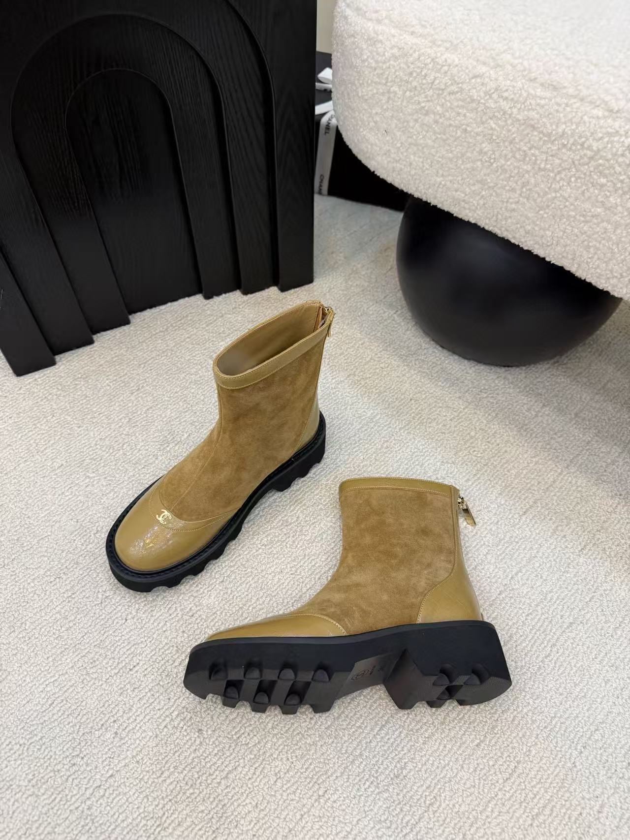 CHANE1 高品質ダブルCアンクルブーツ【50％割引+送料無料】