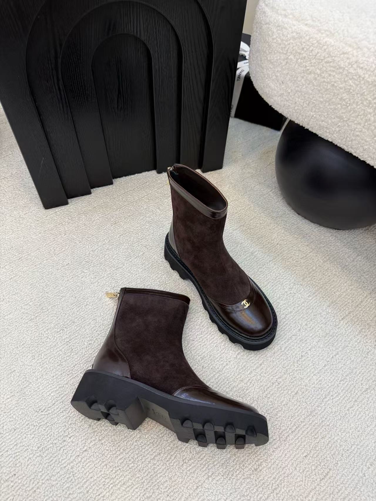 CHANE1 高品質ダブルCアンクルブーツ【50％割引+送料無料】