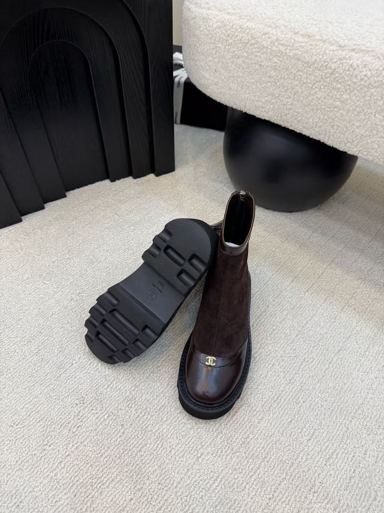 CHANE1 高品質ダブルCアンクルブーツ【50％割引+送料無料】